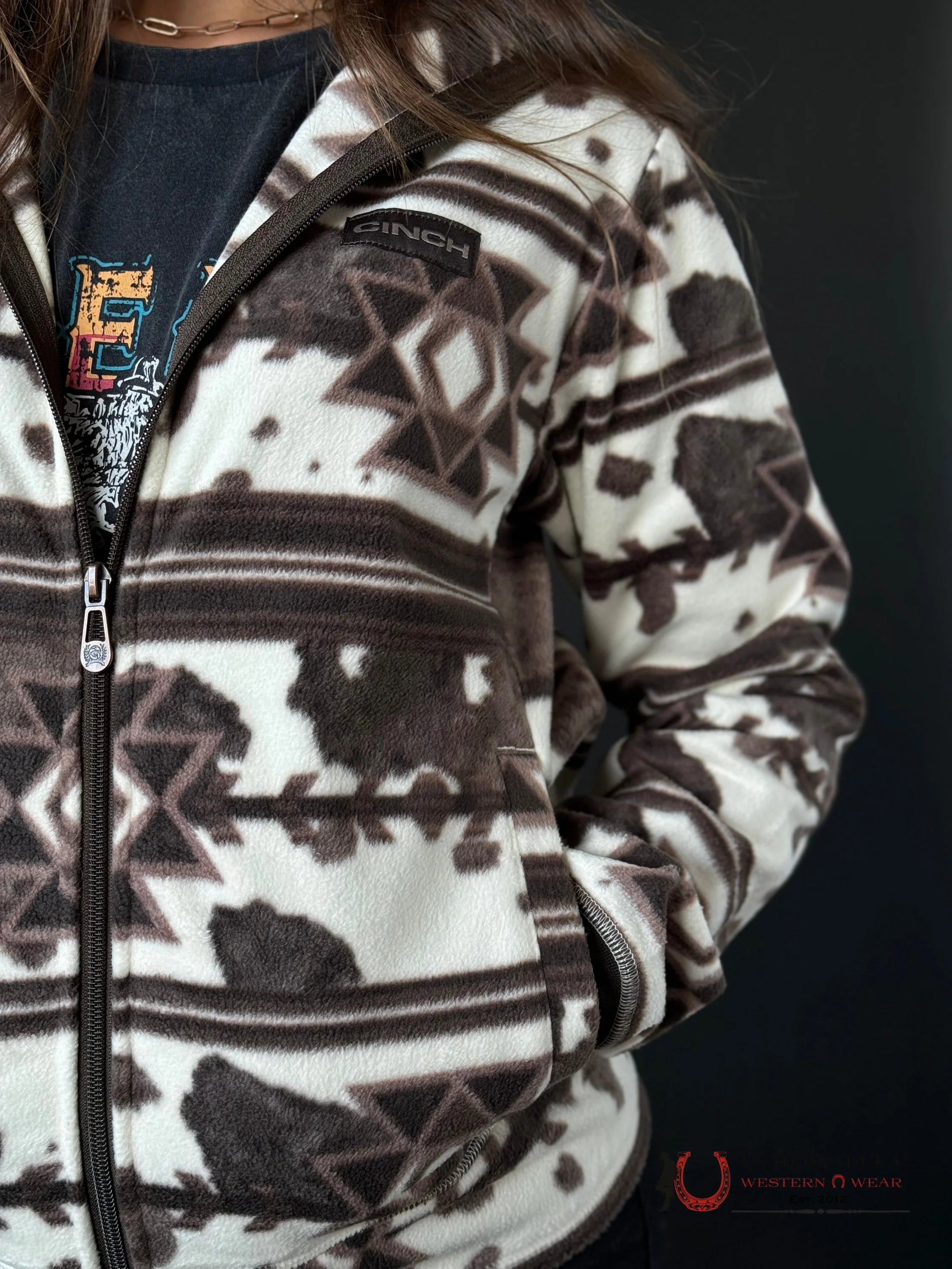 Cinch Womens Pullover Black/White & Aztec Pattern Ropa Mujeres