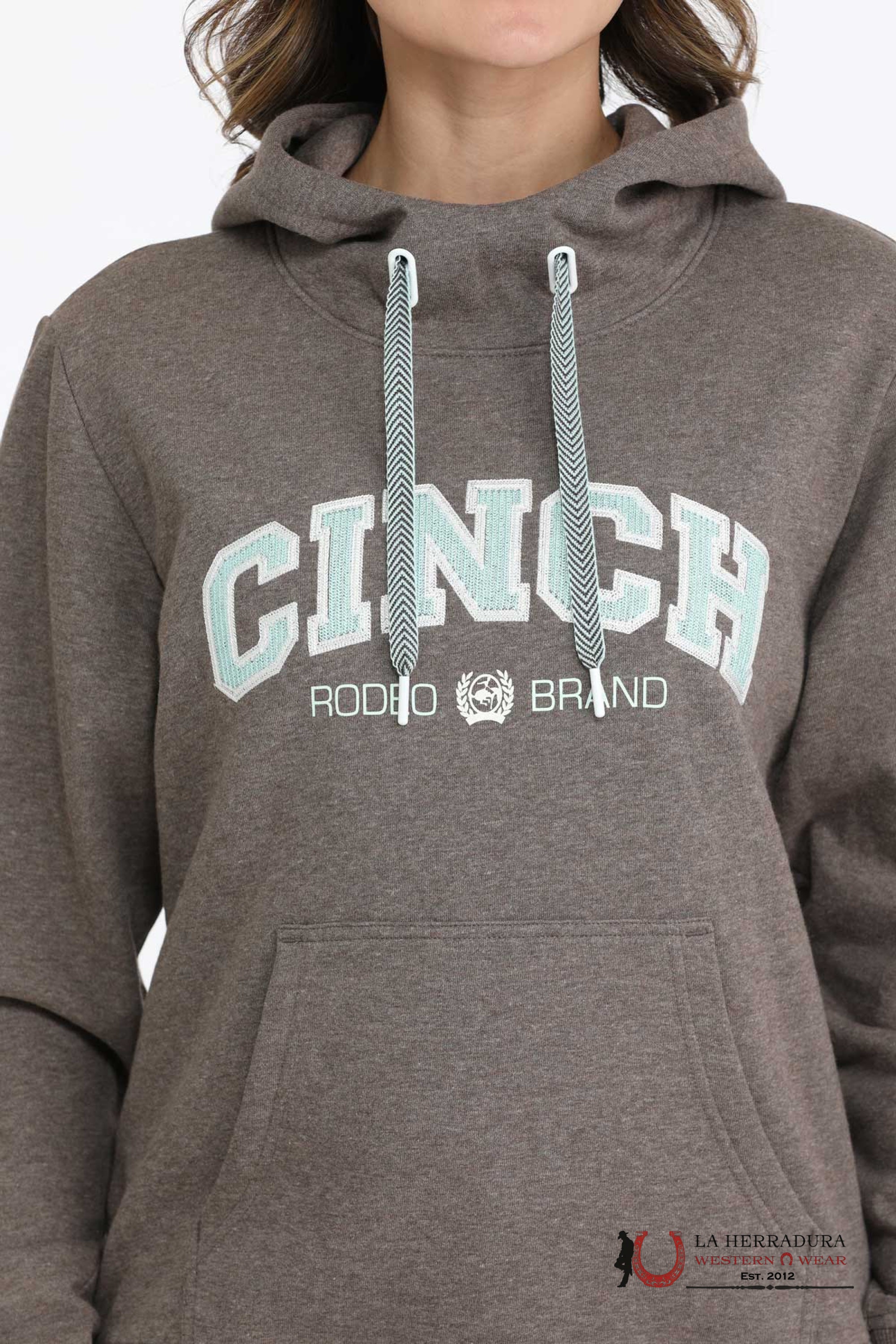 CINCH WOMEN HODDIE GREY AND MINT GREEN LOGO RODEO BRAND MAK7914002 ROPA MUJERES