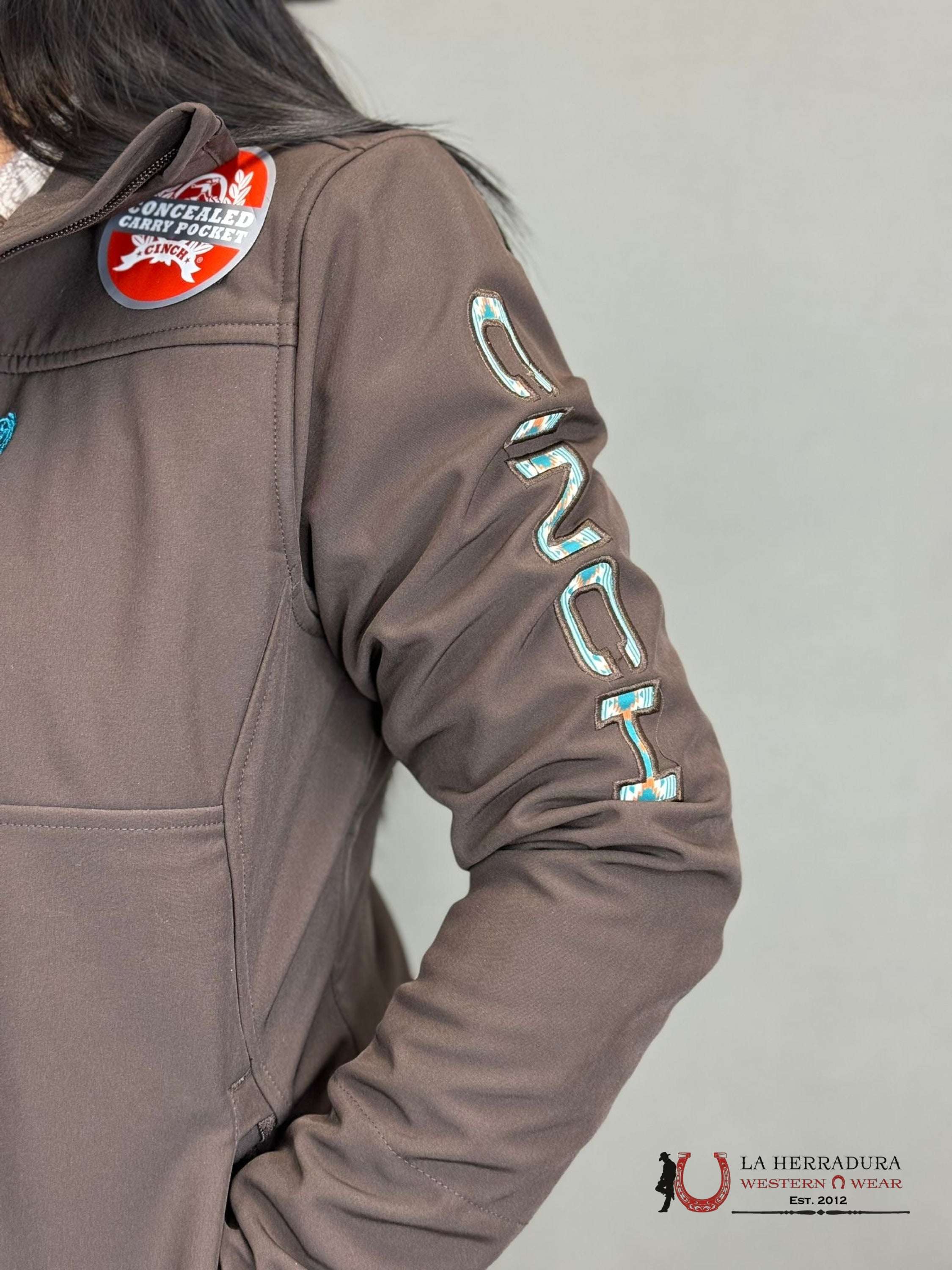 Cinch Womens Brown / Turquise Team Logo Softshell Jacket Ropa Mujeres