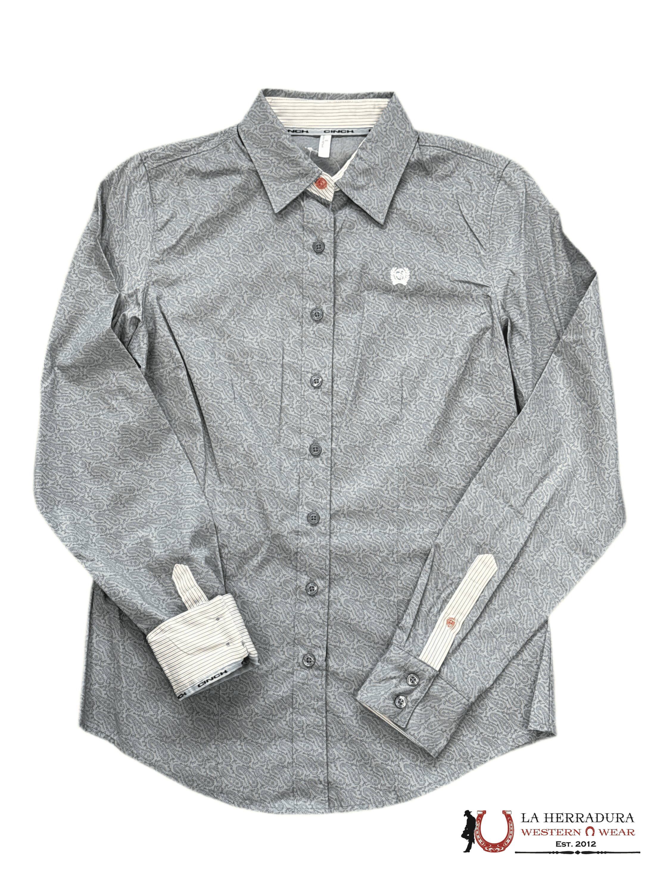 CINCH WOMEN LONG SLEEVE SHIRT GREY LINES MSW9165071 ROPA MUJERES