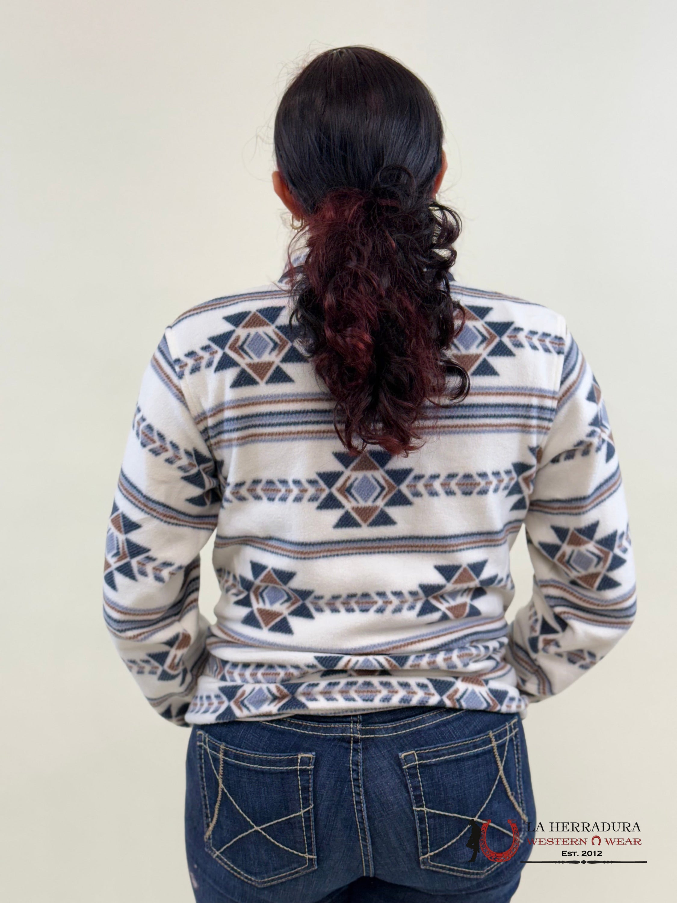 Cinch Womens Pullover Navy/Brown White & Aztec Pattern Ropa Mujeres