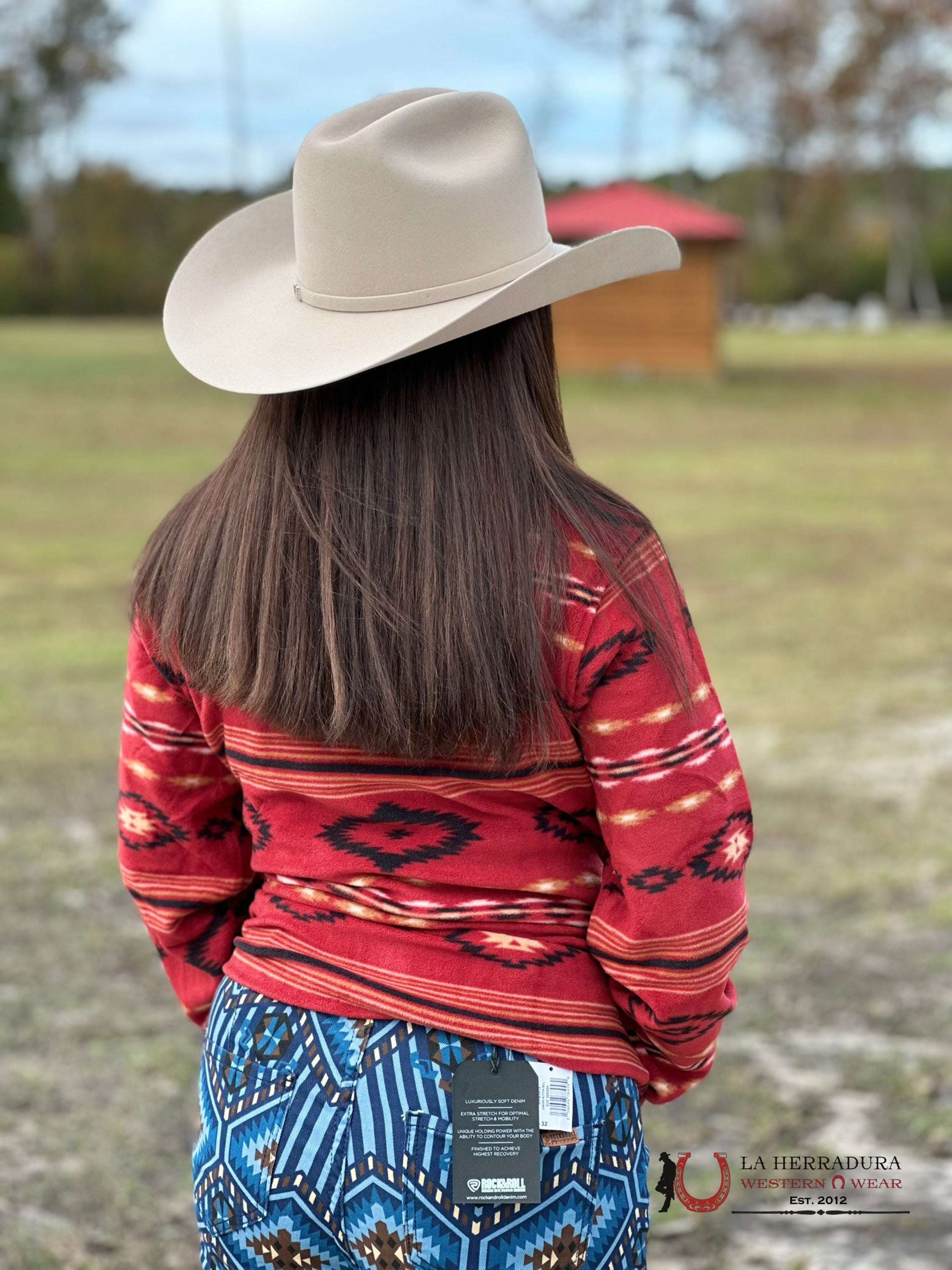 Cinch Womens Red Aztec Pattern Pullover Ropa Mujeres