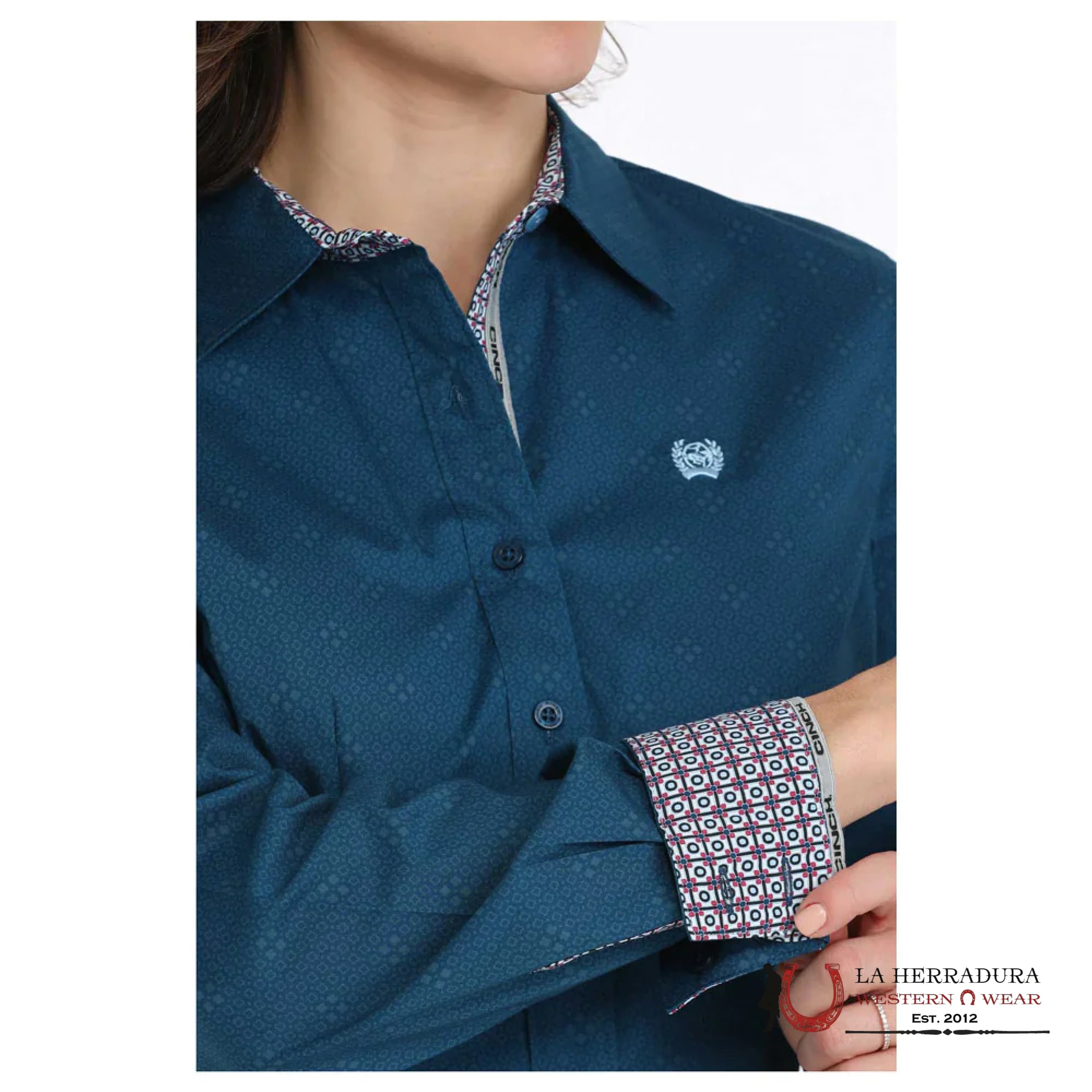 CINCH WOMEN SHIRT BLUE LONG SLEEVE - MSW9165064 ROPA MUJERES