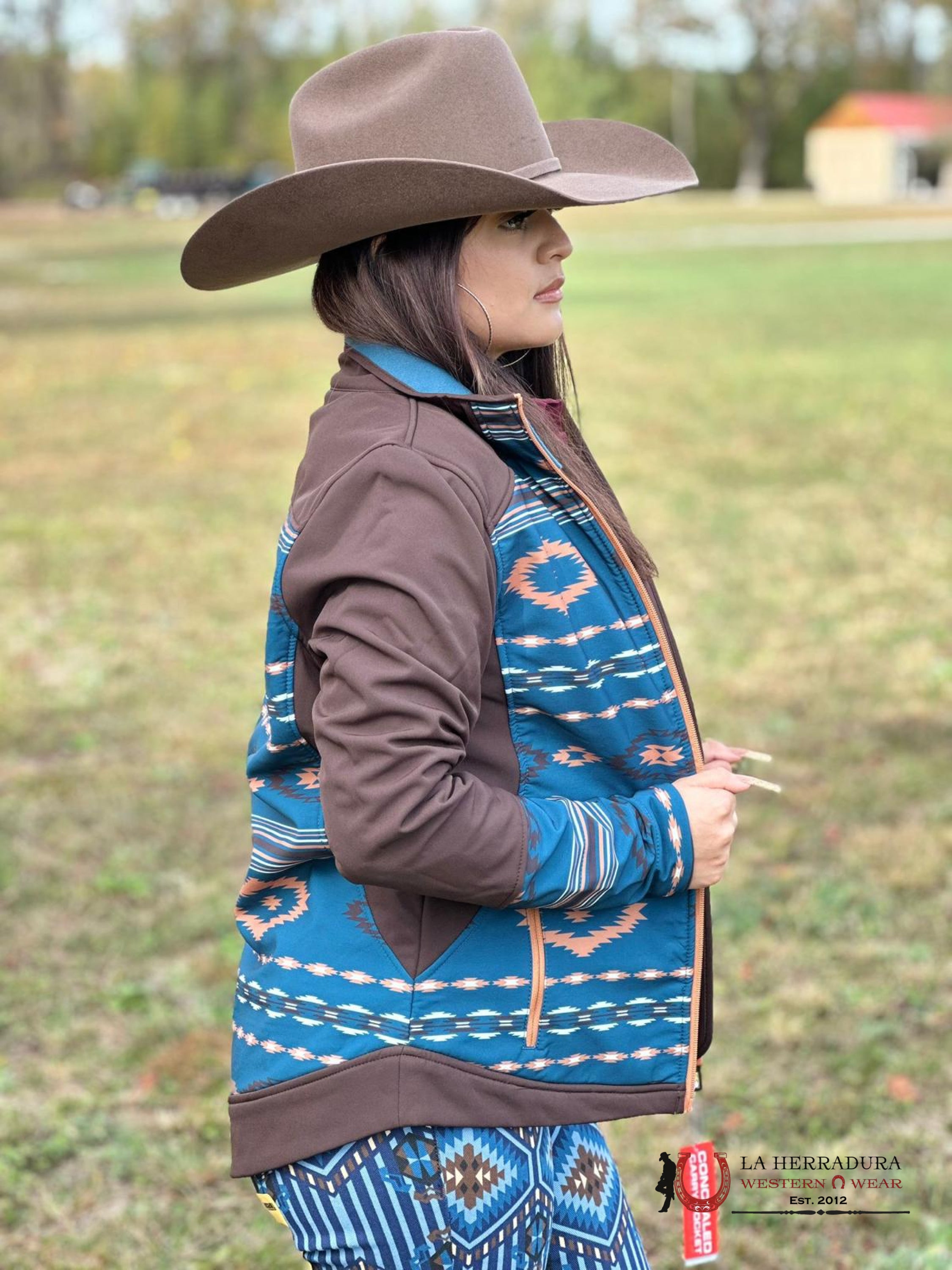 Cinch Womens Jacket Tan Logo Aztec Softshell Ropa Mujeres