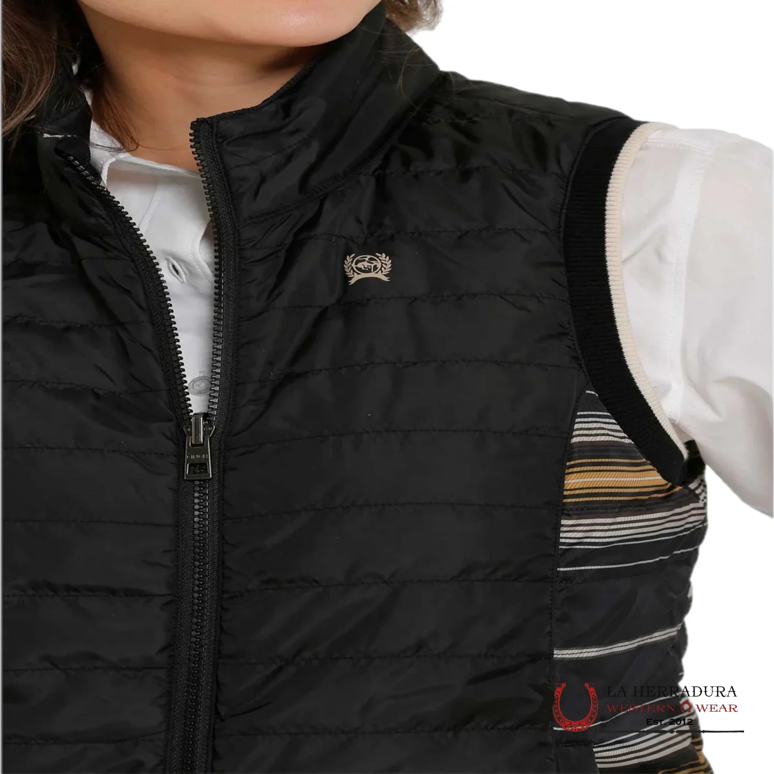 Cinch Womens Striped Black Reversible Vest Ropa Mujeres