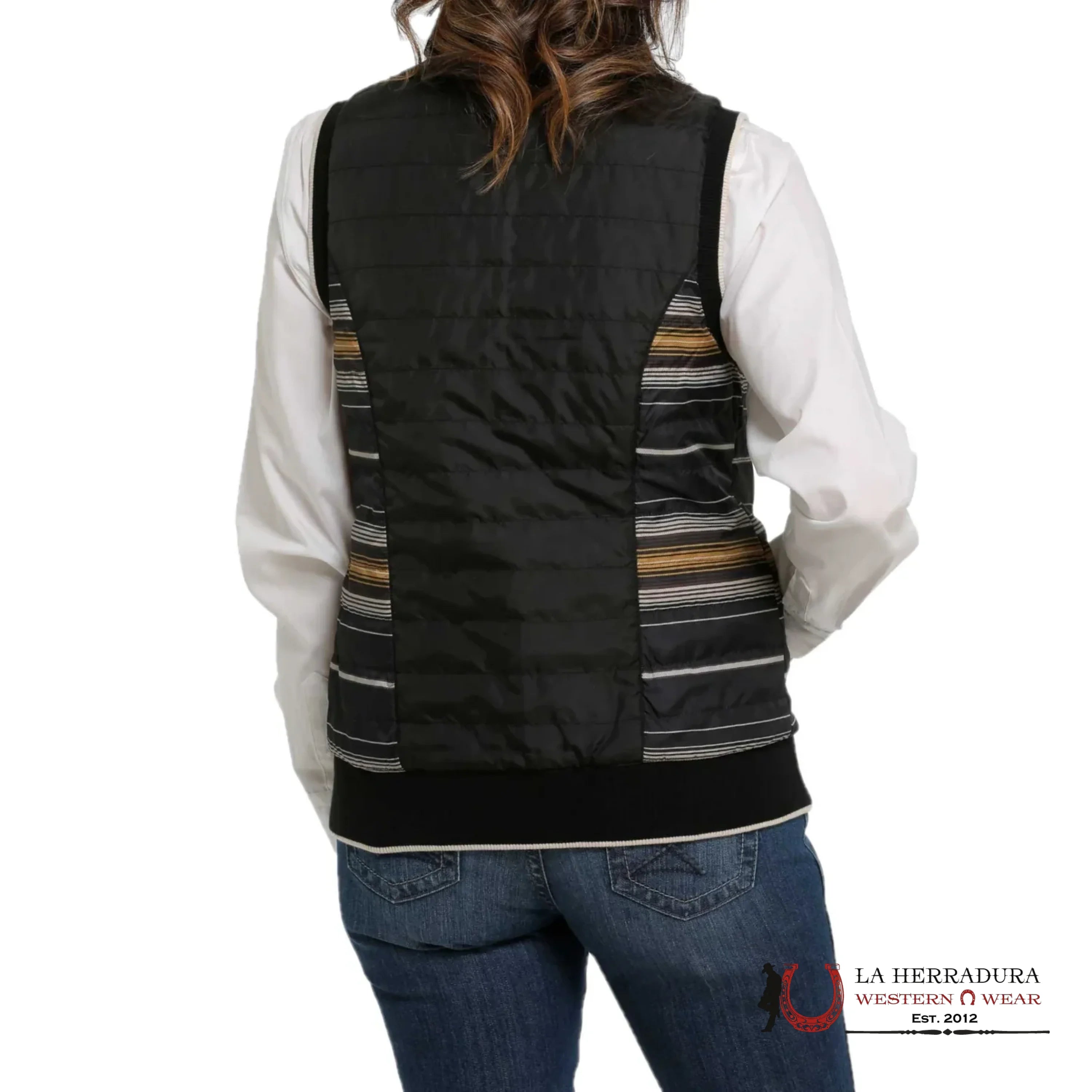 Cinch Womens Striped Black Reversible Vest Ropa Mujeres