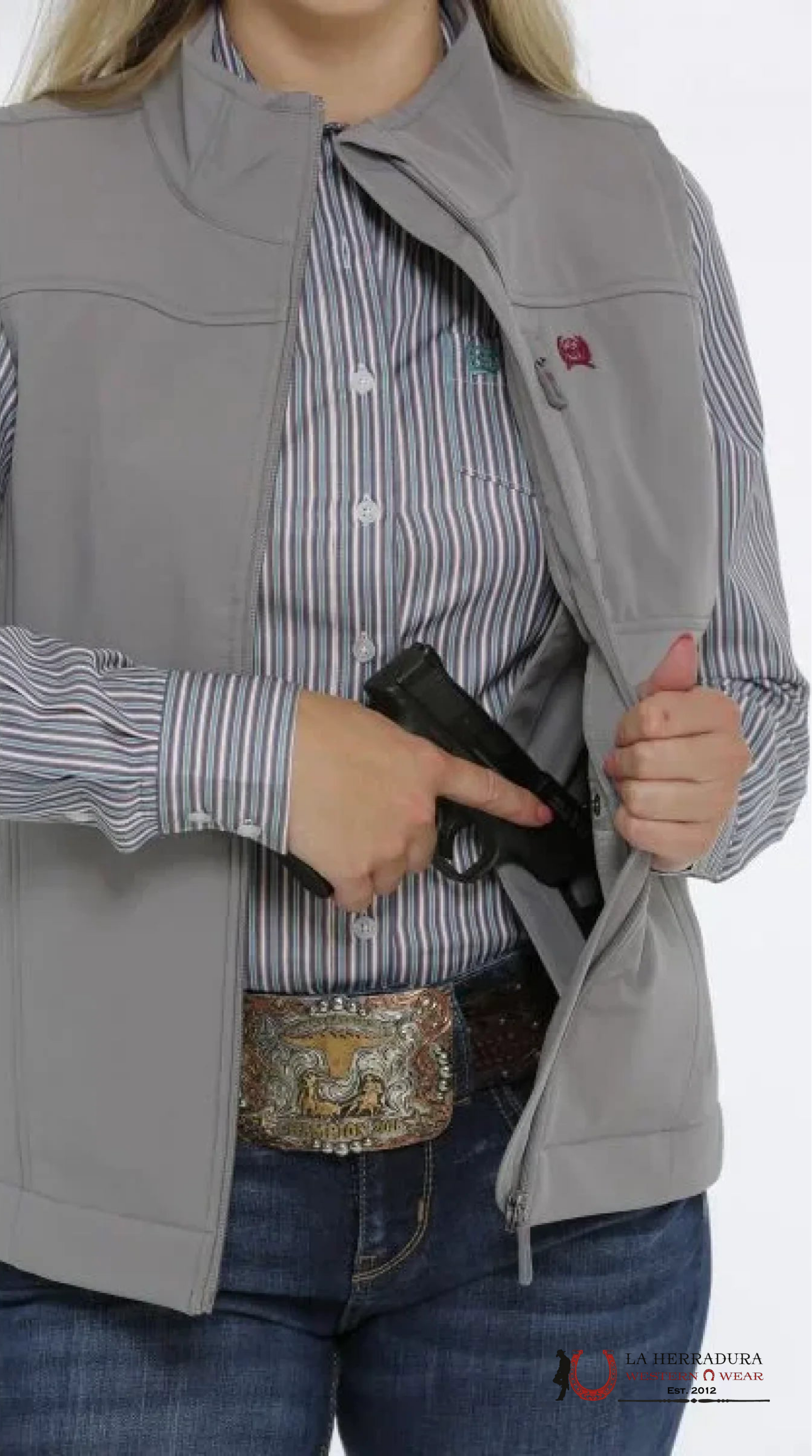 CINCH WOMEN VEST GREY CONCEALED CARRY MAV9882007 ROPA MUJERES