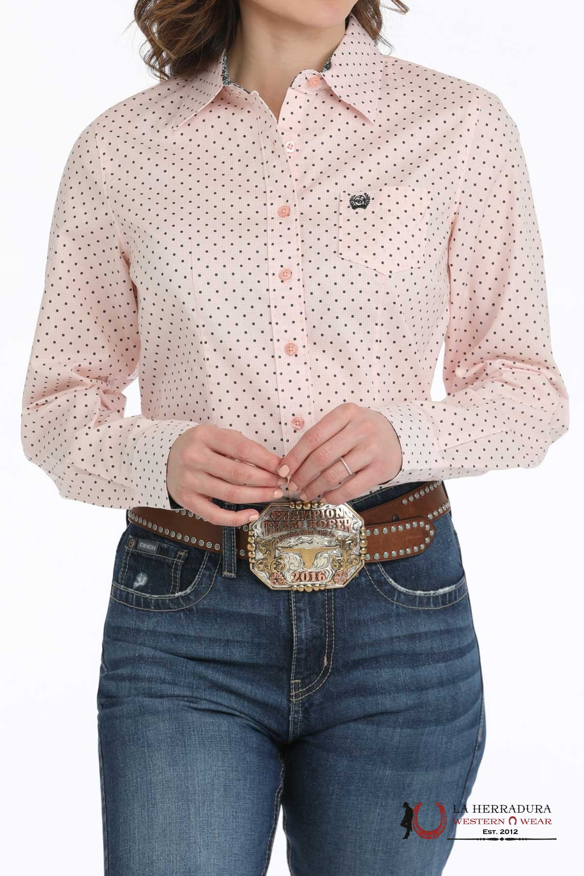 CINCH WOMEN’S GEOMETRIC PRINT BUTTON-DOWN WESTERN SHIRT - PINK - 4239 ROPA MUJERES