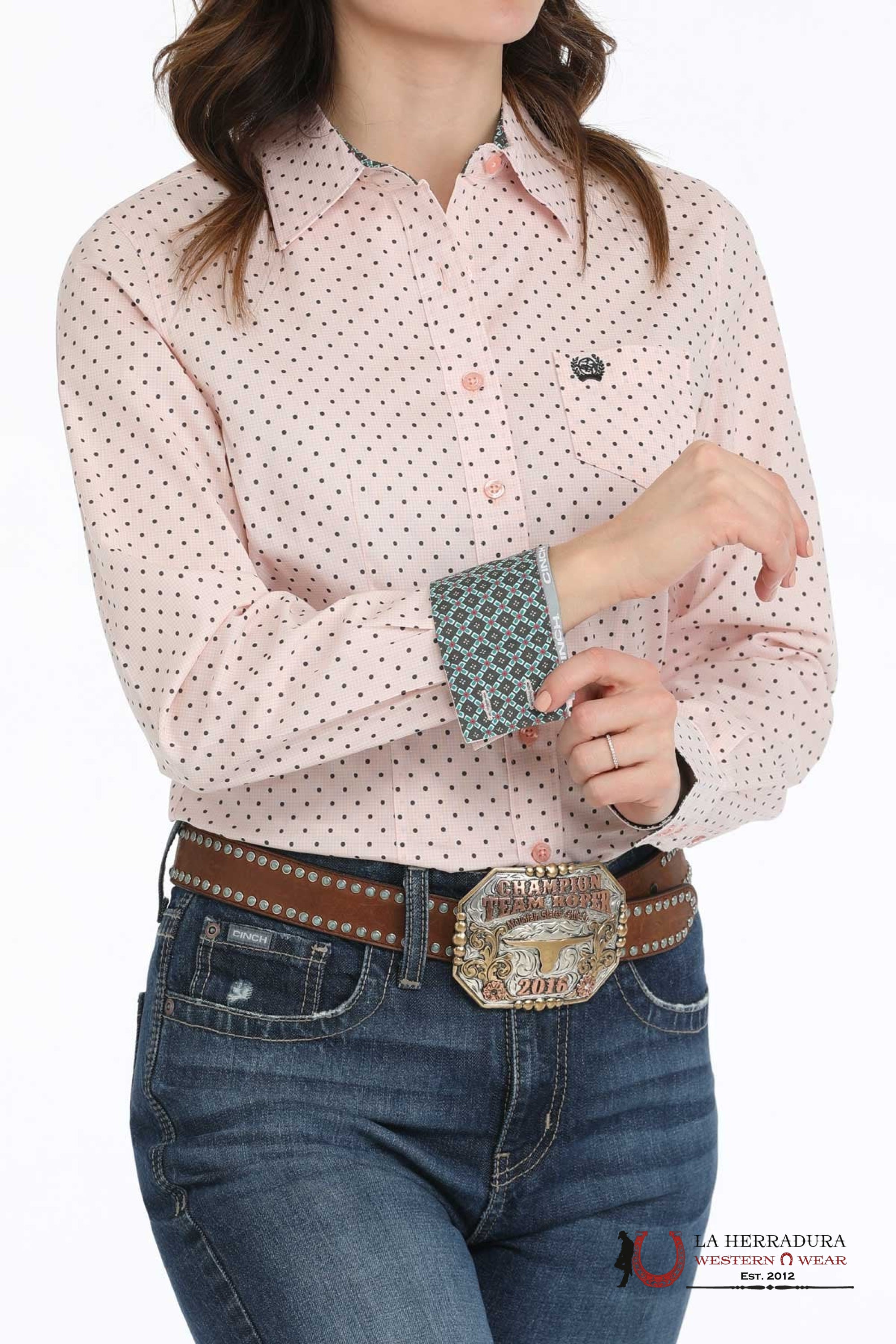 CINCH WOMEN’S GEOMETRIC PRINT BUTTON-DOWN WESTERN SHIRT - PINK - 4239 ROPA MUJERES