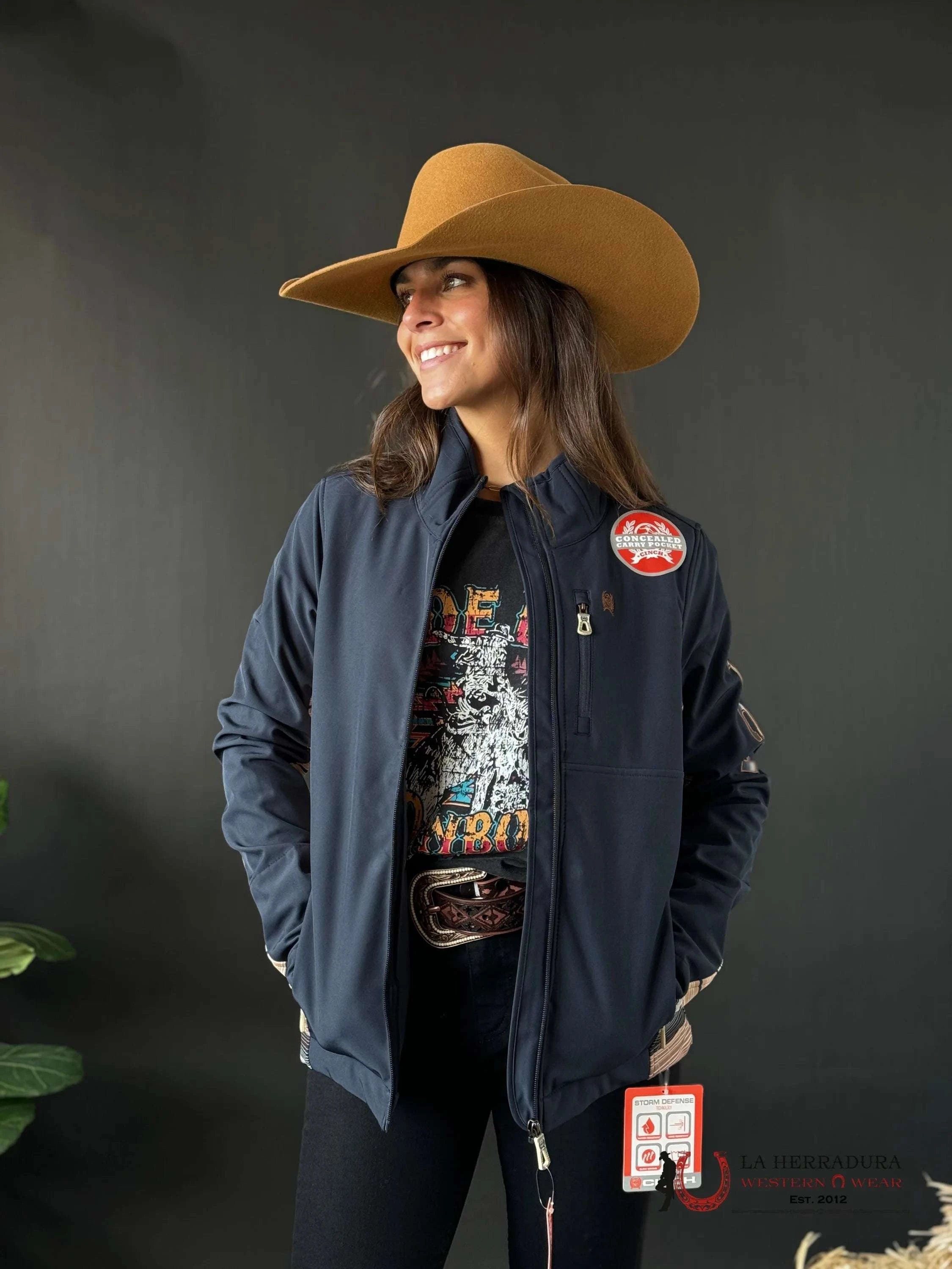 Cinch Womens Blue Yellow Team Logo Softshell Jacket Ropa Mujeres