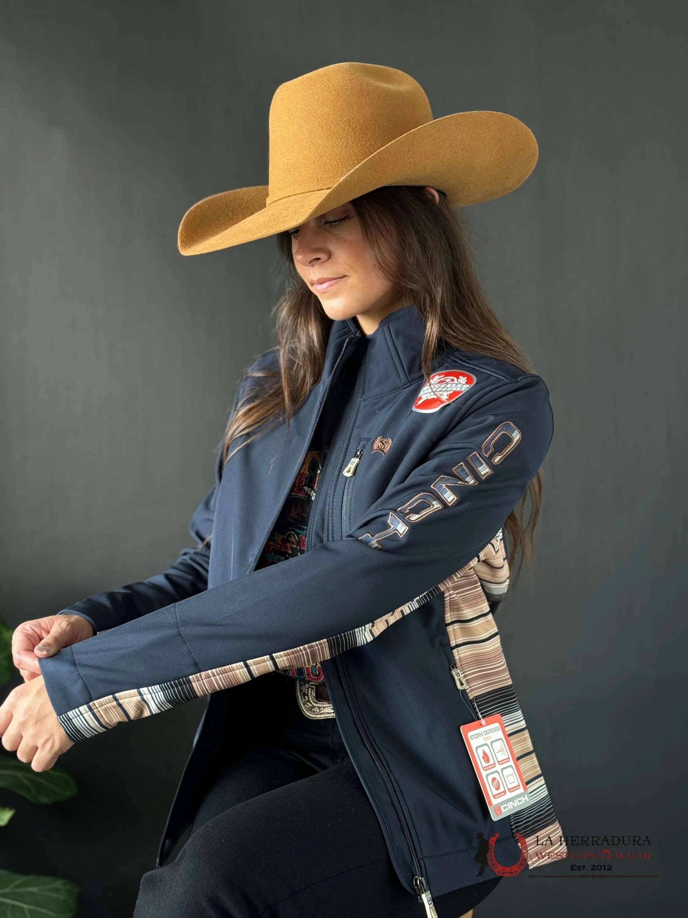 Cinch Womens Blue Yellow Team Logo Softshell Jacket Ropa Mujeres