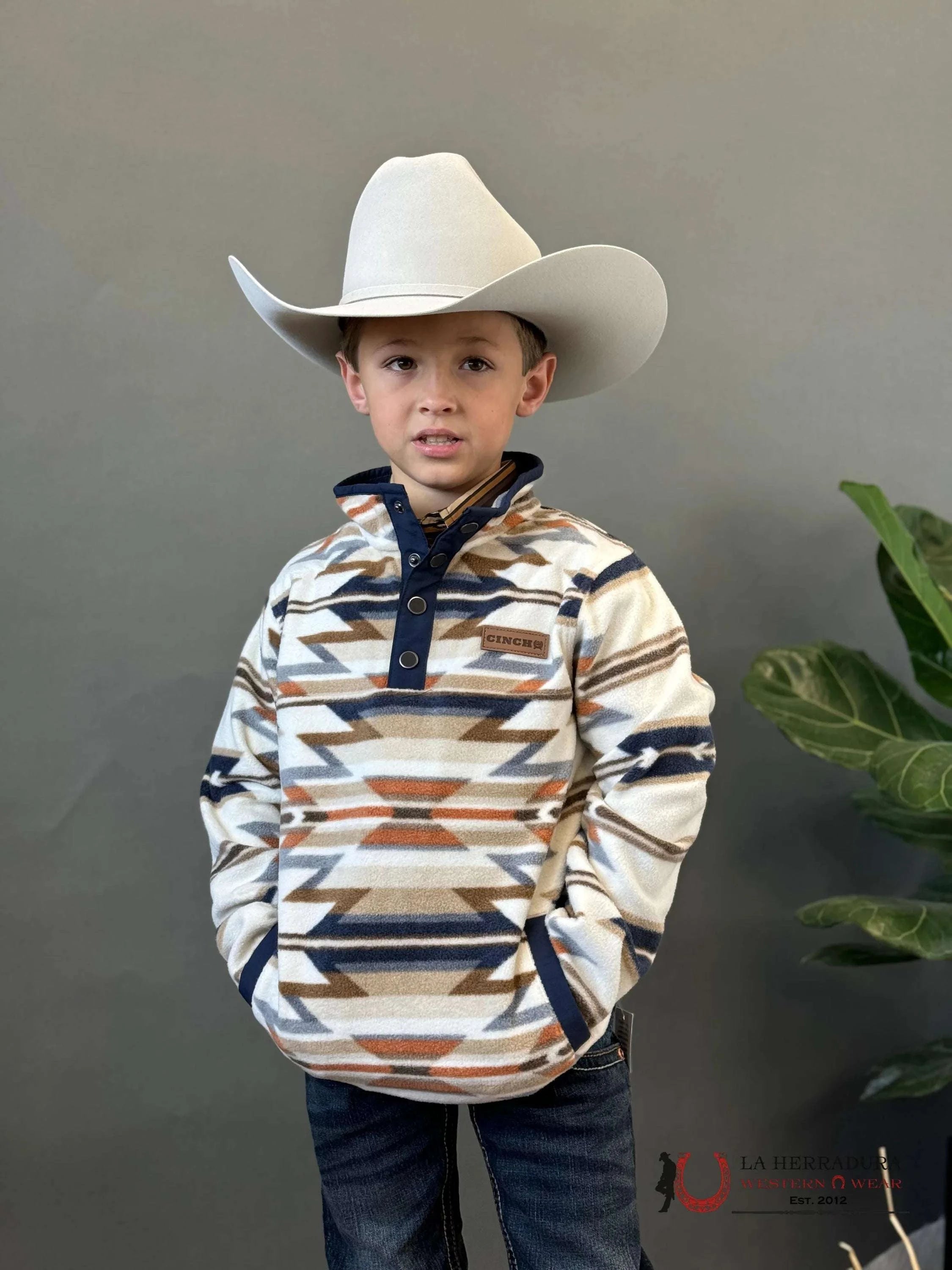 Cinch Youth Fleece Cream Aztec Pull Over Niños