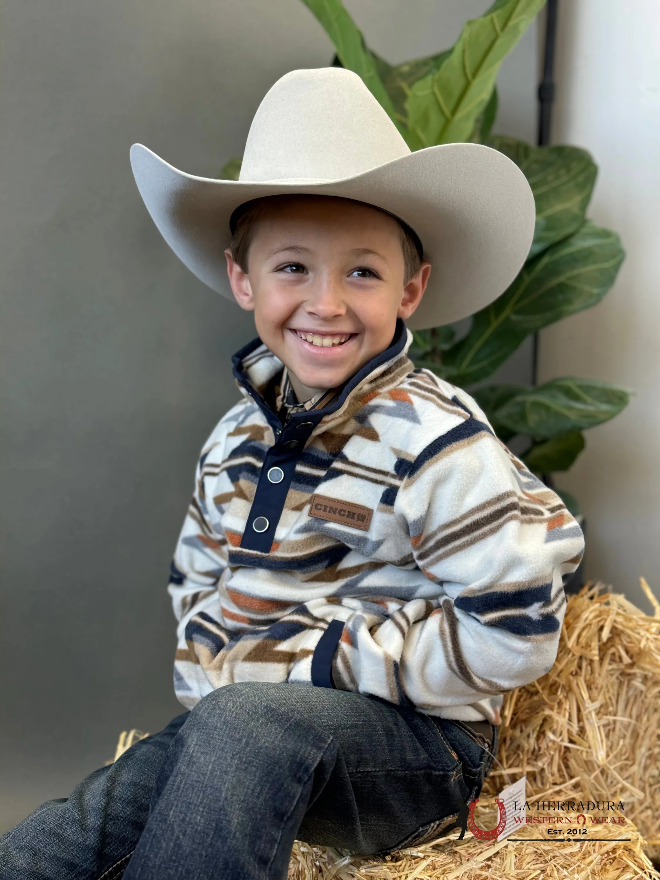 Cinch Youth Fleece Cream Aztec Pull Over Niños
