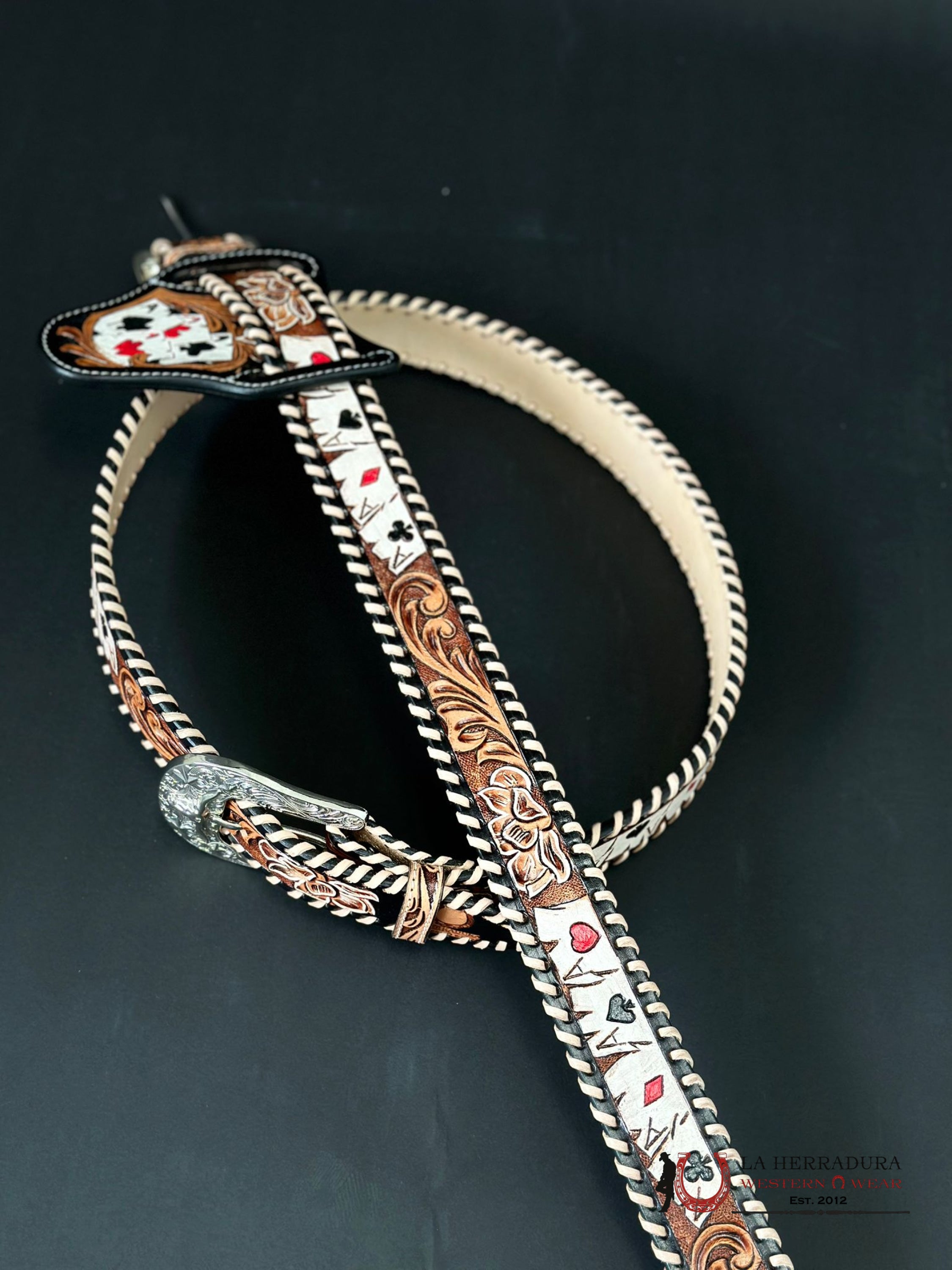 Cinto Azteca Cuero Cincelado Cartas Cinturones Hombres