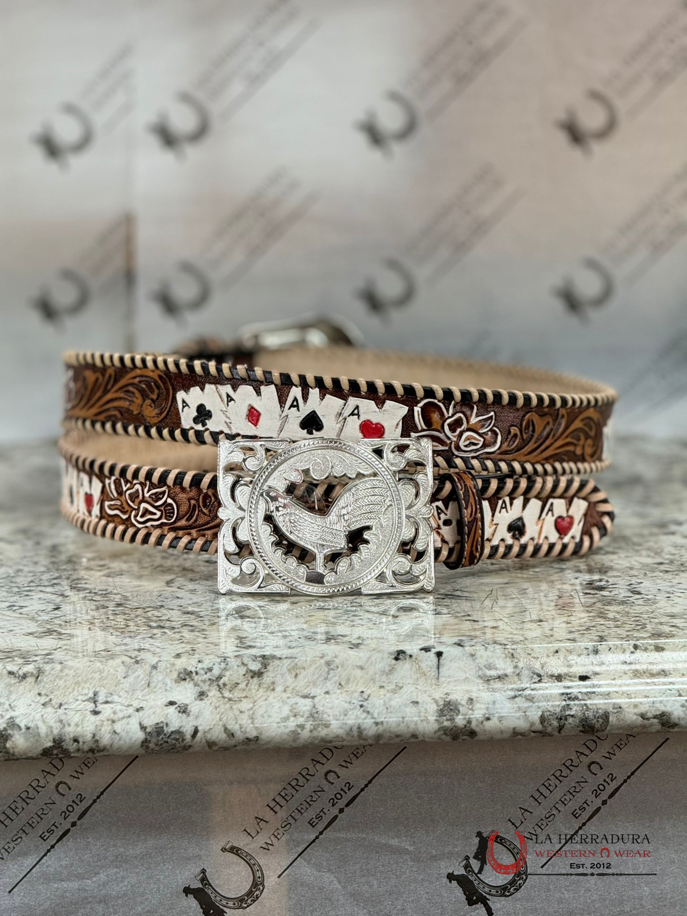 Cinto Azteca Cuero Cincelado Cartas Cinturones Hombres