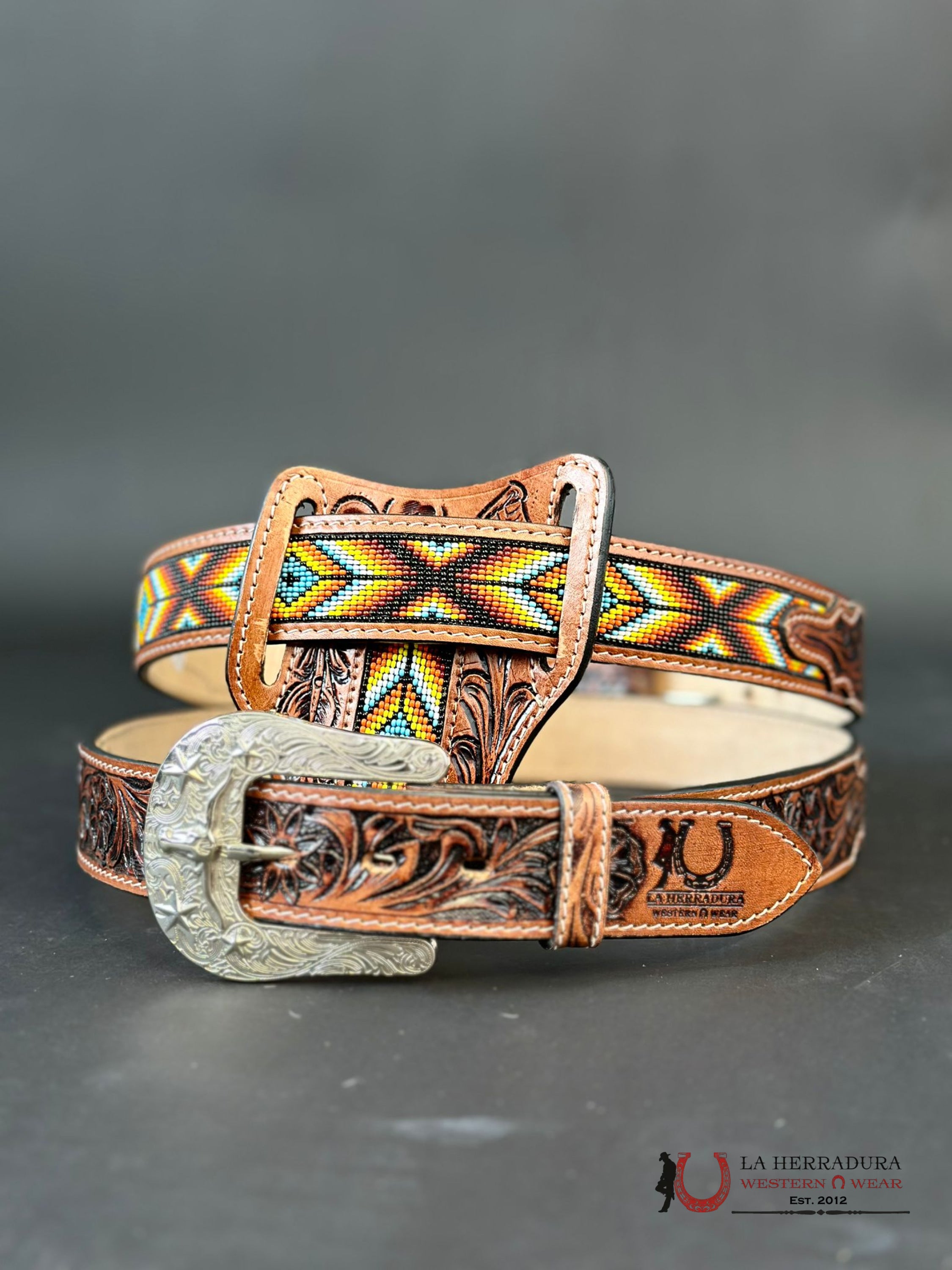 Cinto Azteca Cuero Cincelado Red Only Belt! Cinturones Hombres