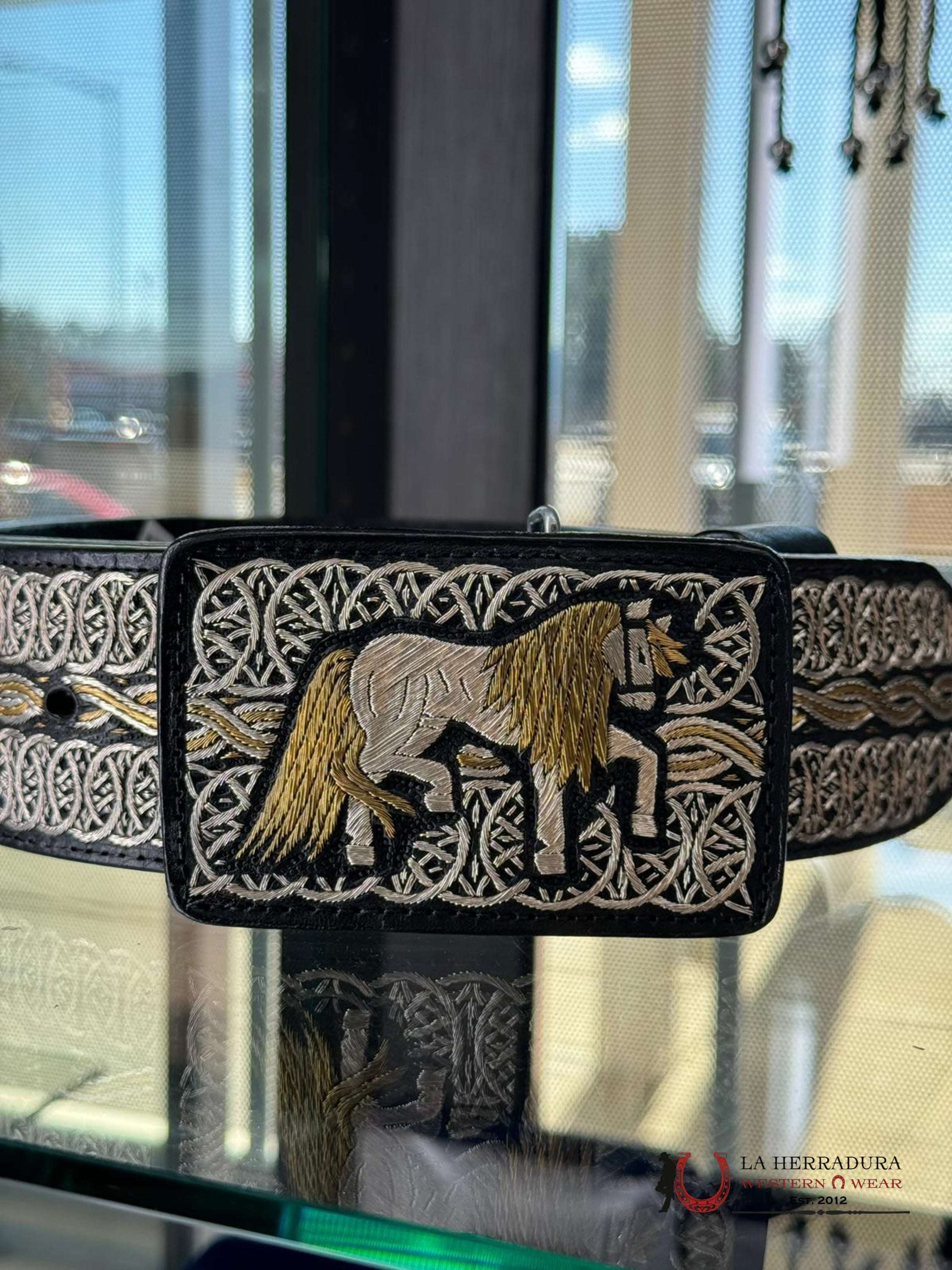 Cinto De Plata Caballo Dorado Torsión Cuerda Cinturones Hombres