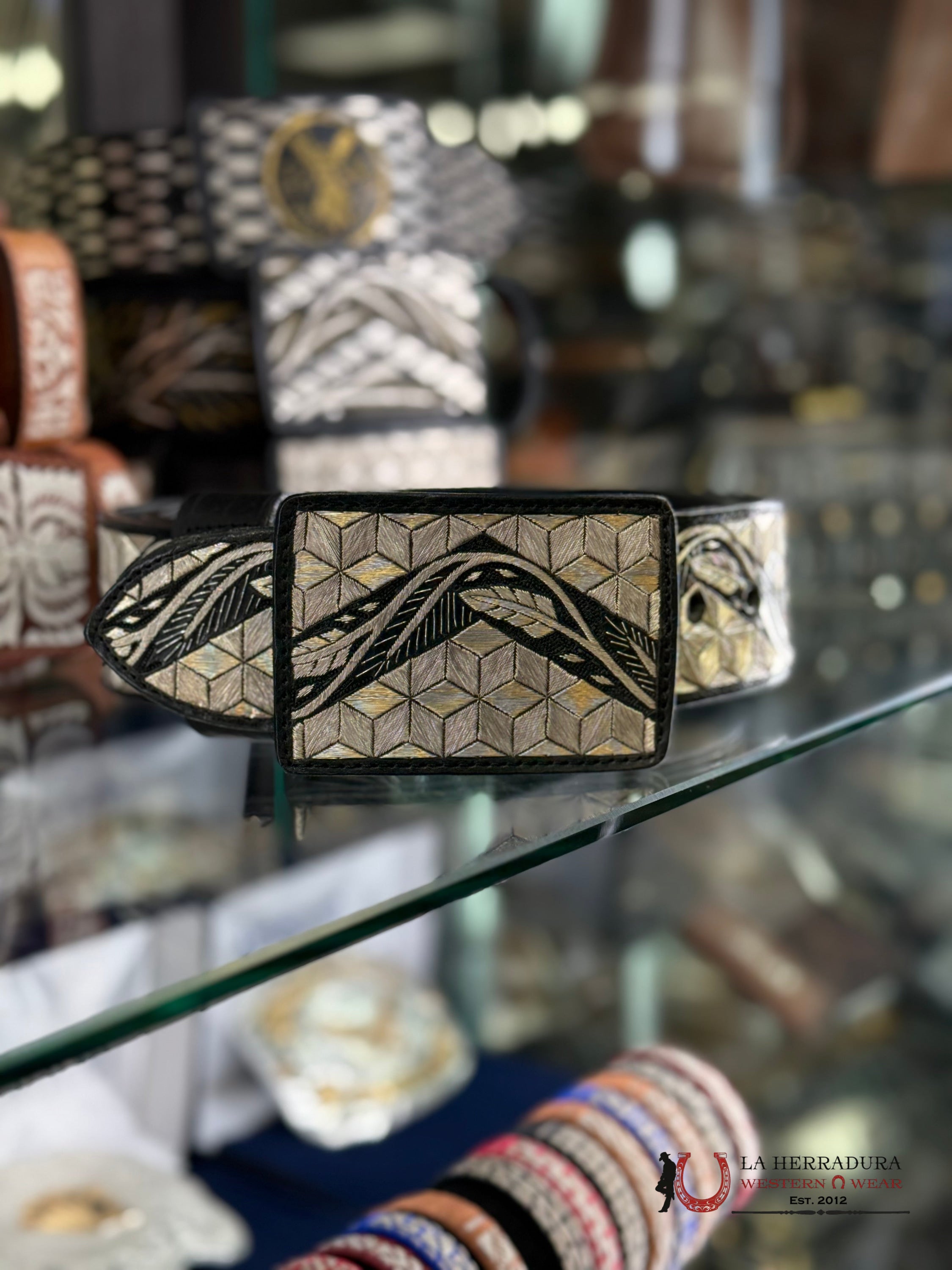 CINTO DE PLATA FLORA CON ROMBOS CINTURONES HOMBRES