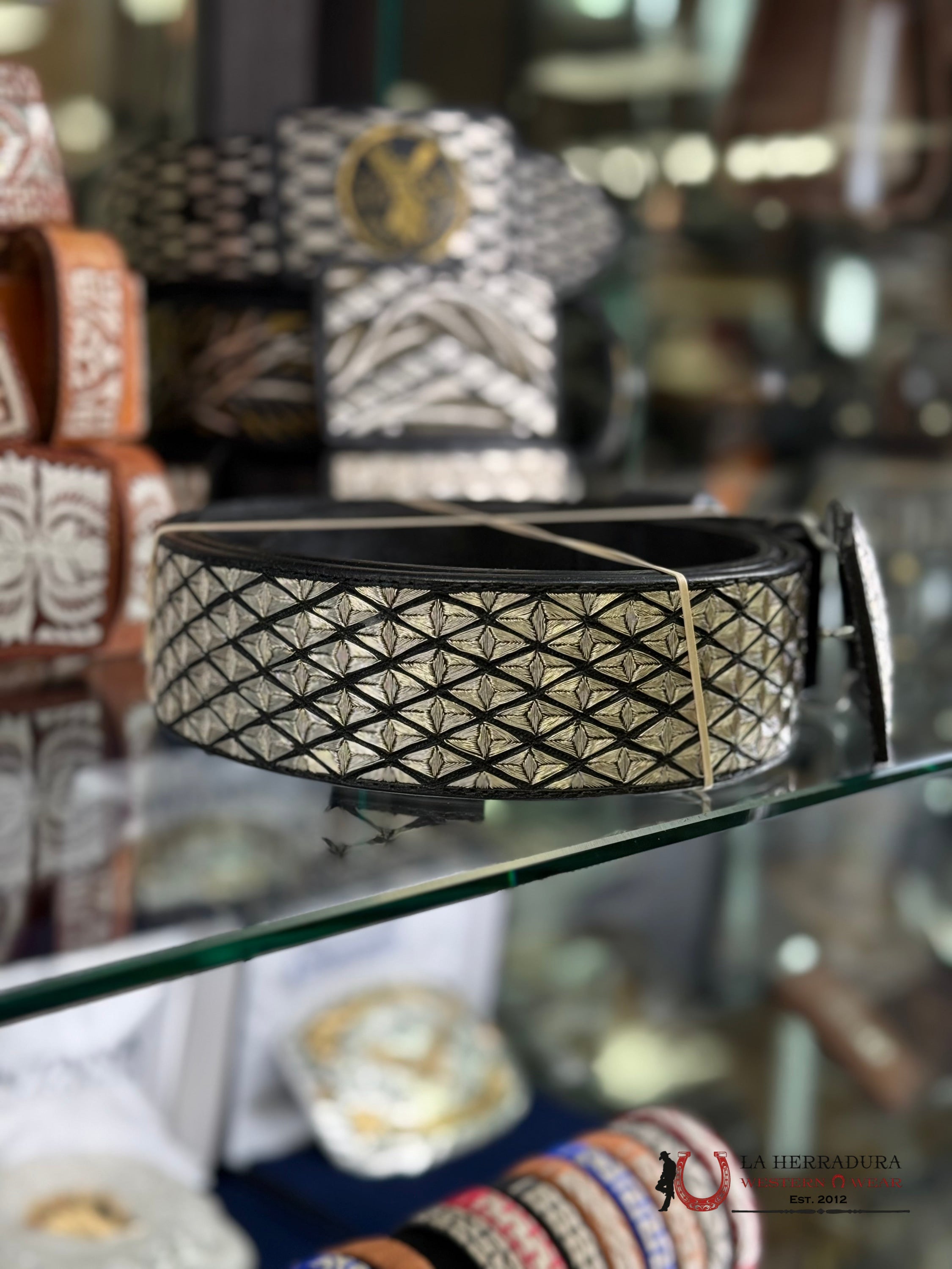 CINTO DE PLATA ROMBOS #4 CINTURONES HOMBRES