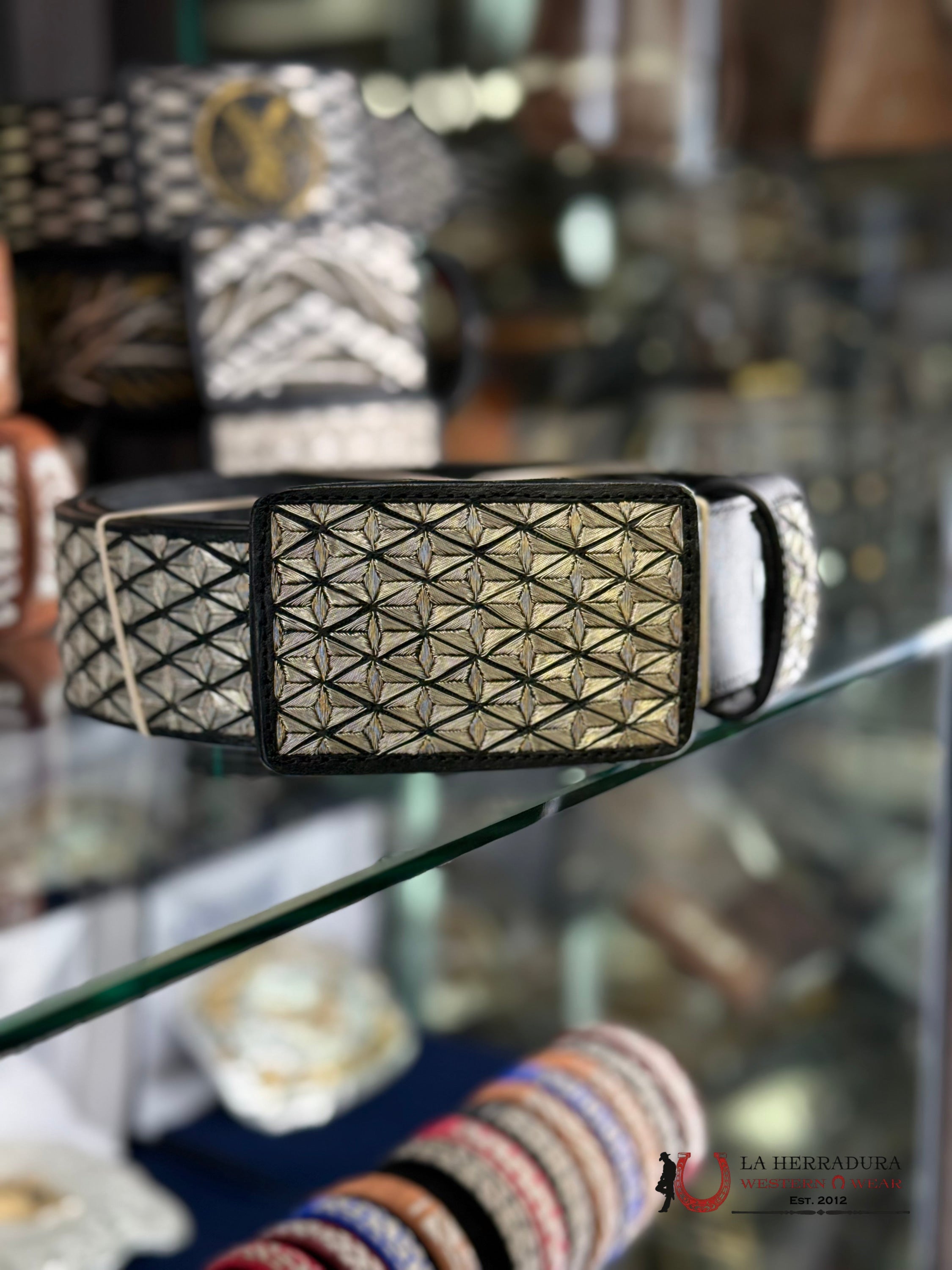 CINTO DE PLATA ROMBOS #4 CINTURONES HOMBRES
