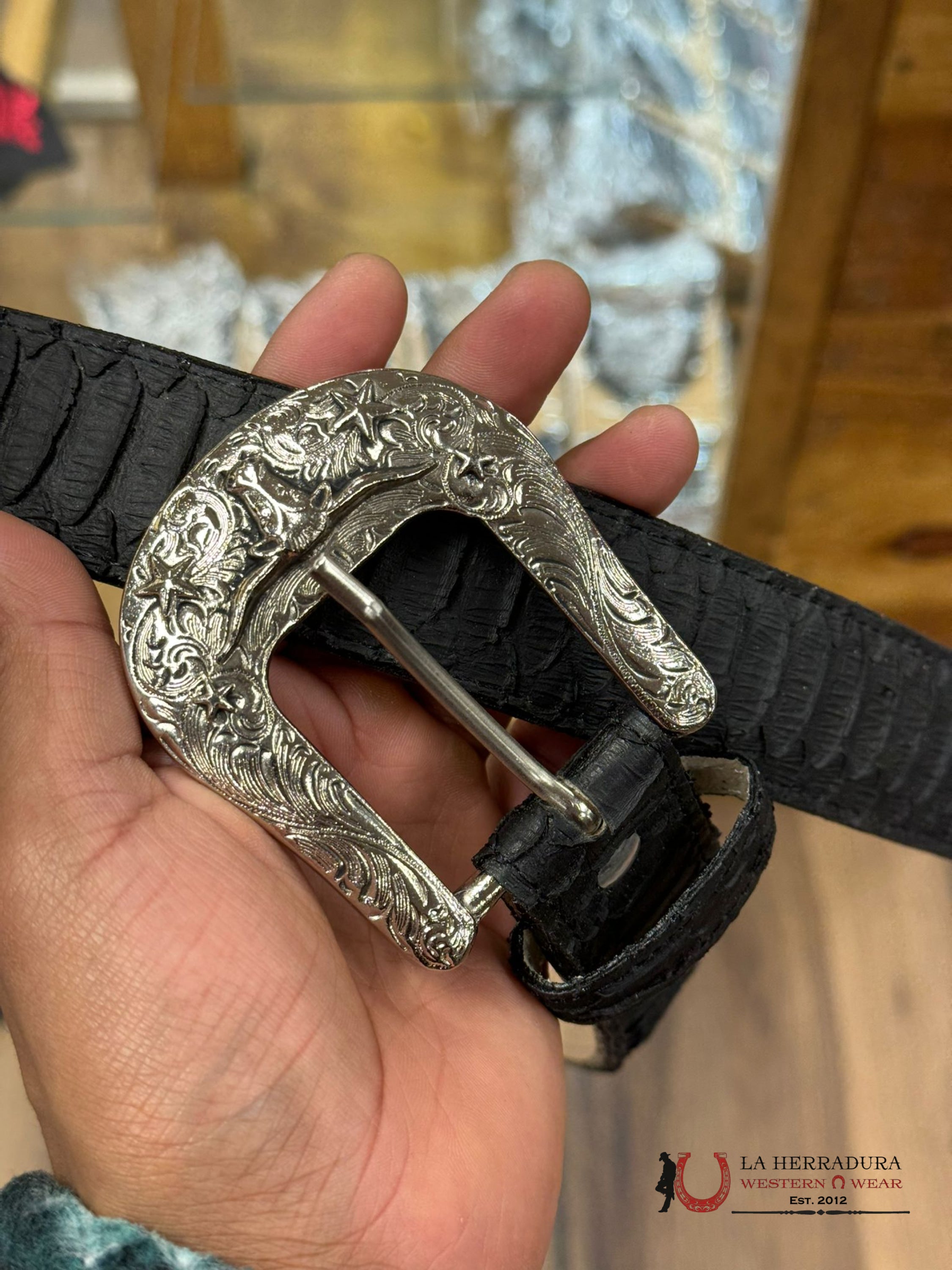 Cinto Rockem’ Print Python Black Belt Cinturones Hombres