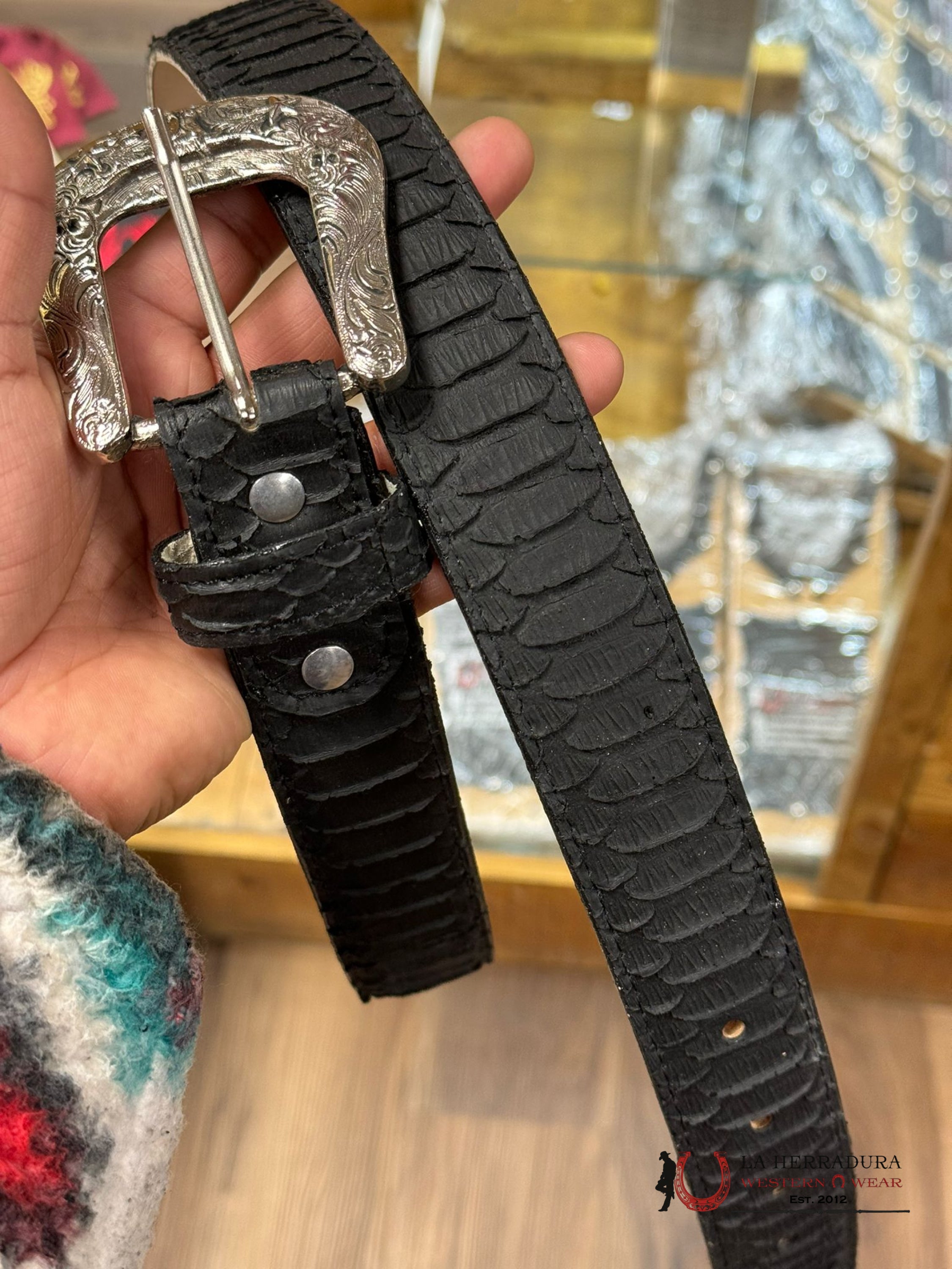 Cinto Rockem’ Print Python Black Belt Cinturones Hombres