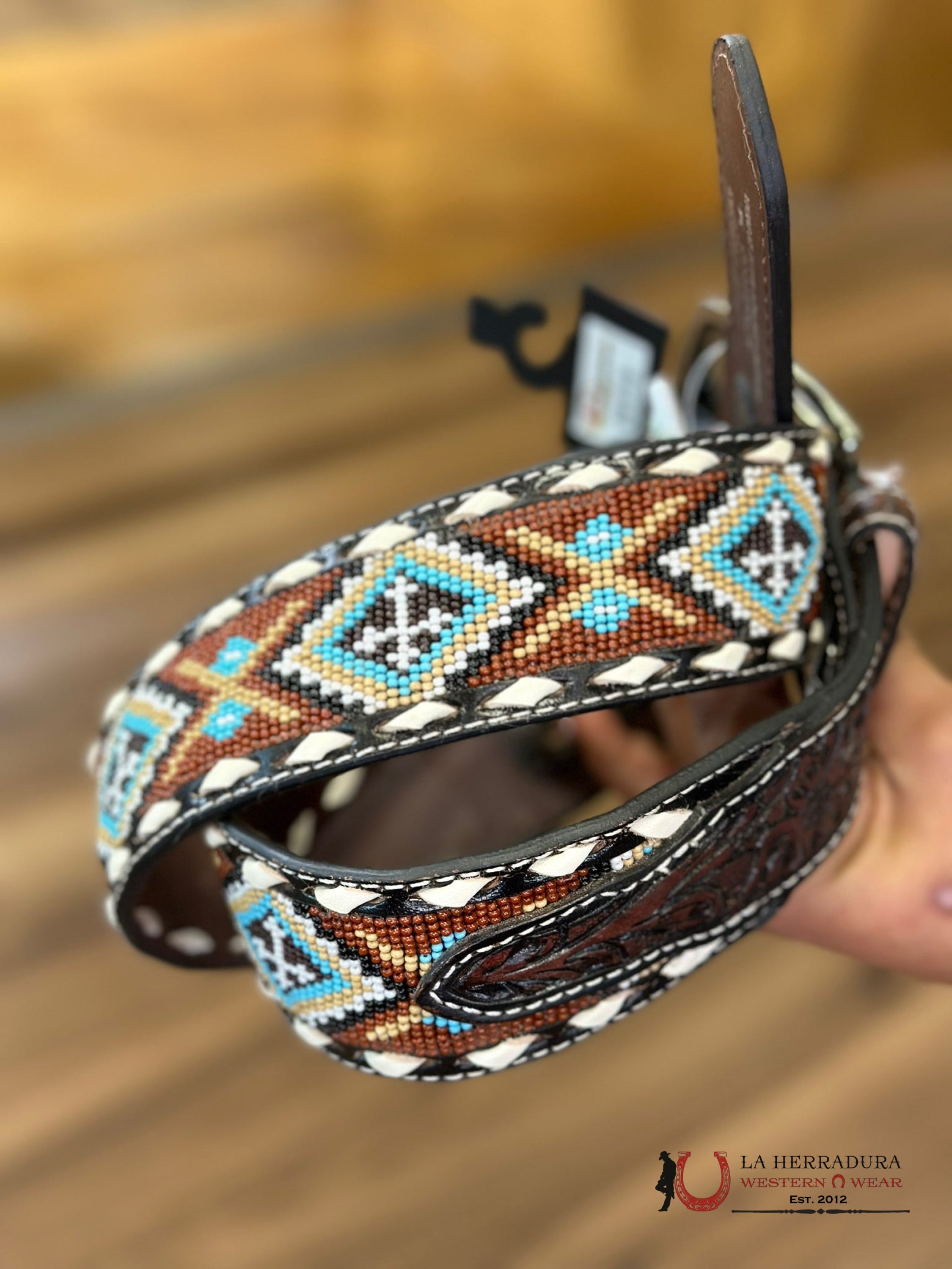 Cinturon 3D Belt Co. Para Hombre Cafe Cincelado/Azteca Azul Rust Cinturones Hombres