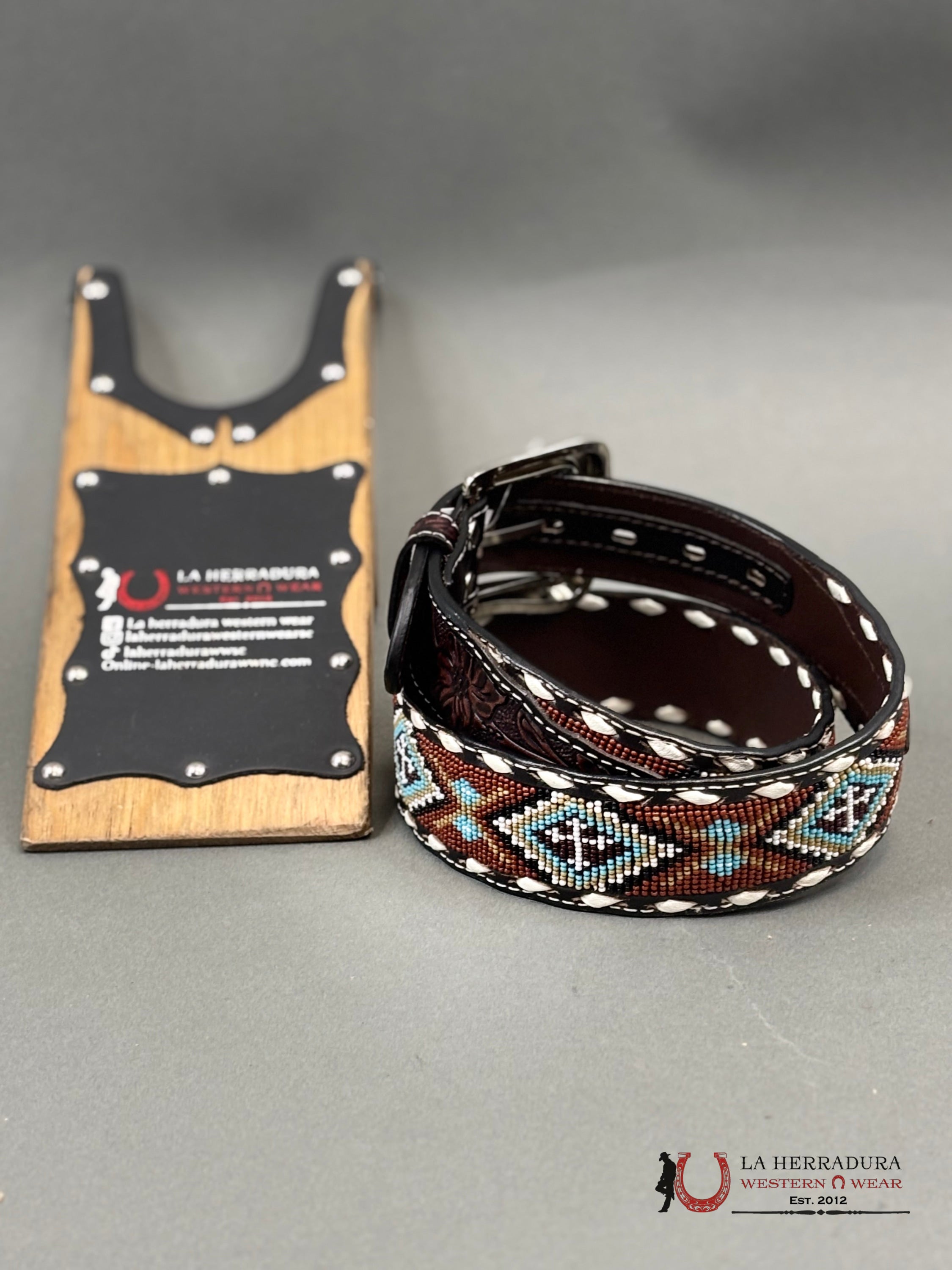 Cinturon 3D Belt Co. Para Hombre Cafe Cincelado/Azteca Azul Rust Cinturones Hombres