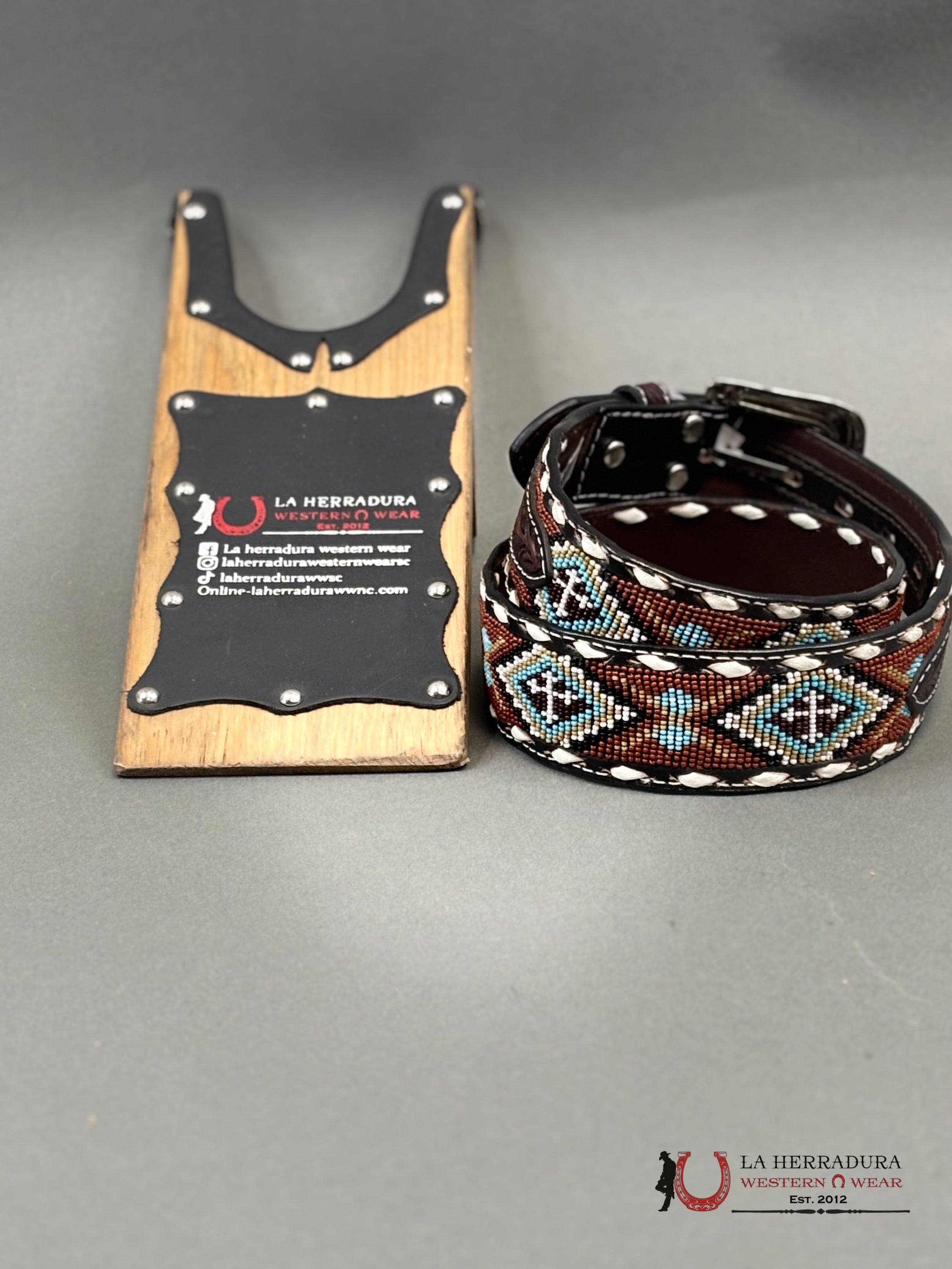 Cinturon 3D Belt Co. Para Hombre Cafe Cincelado/Azteca Azul Rust Cinturones Hombres