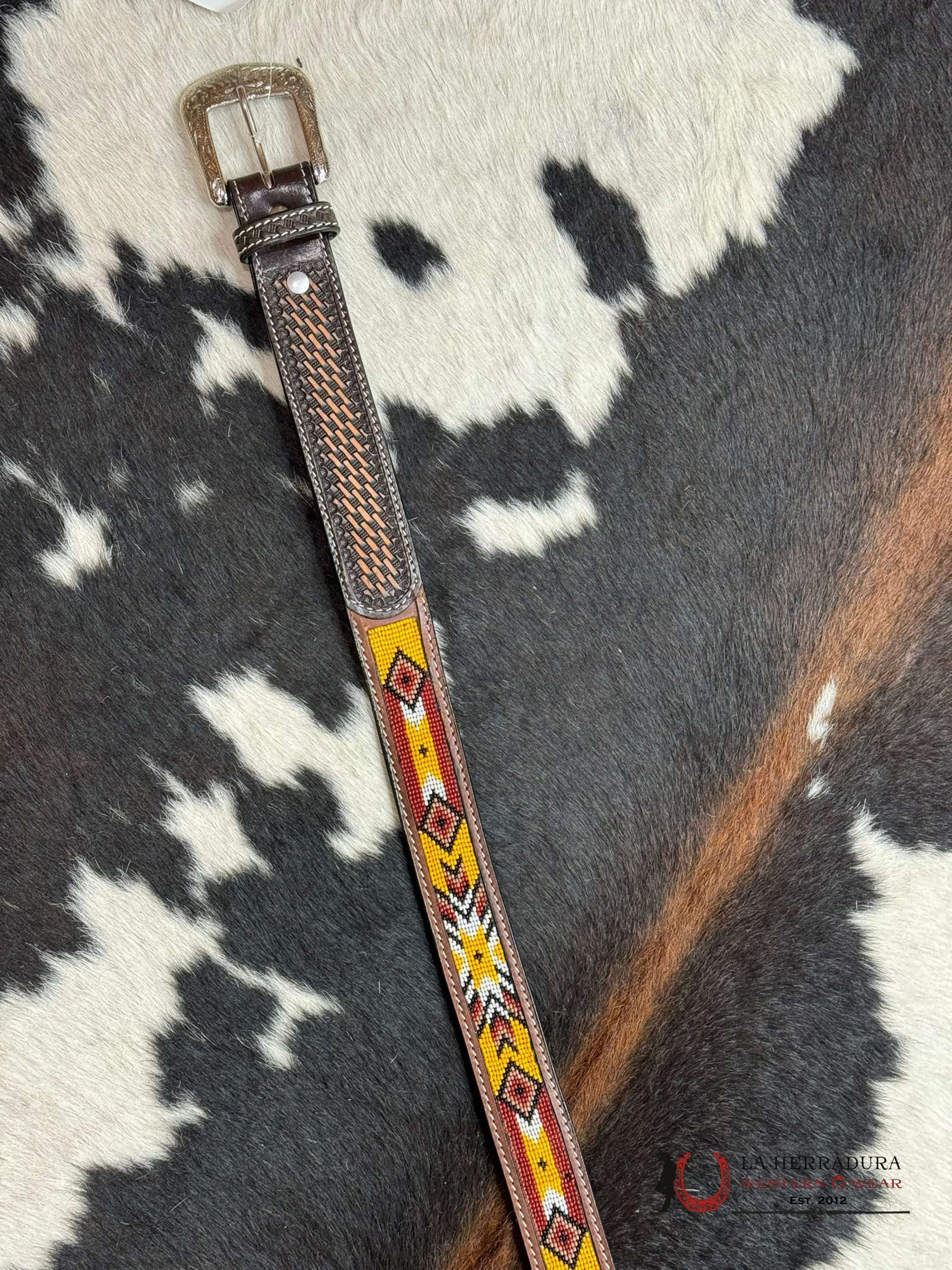 Cinturón Beaded Orange Southwestern Aztec Cinturones Hombres
