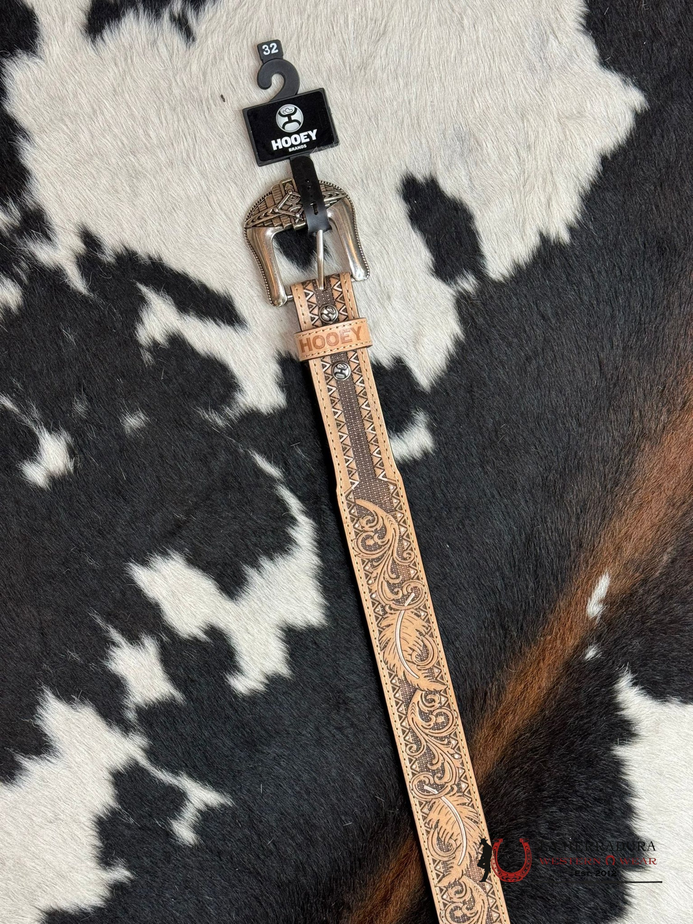 Cinturón Hooey Tooled Print Western Style Cinturones Hombres