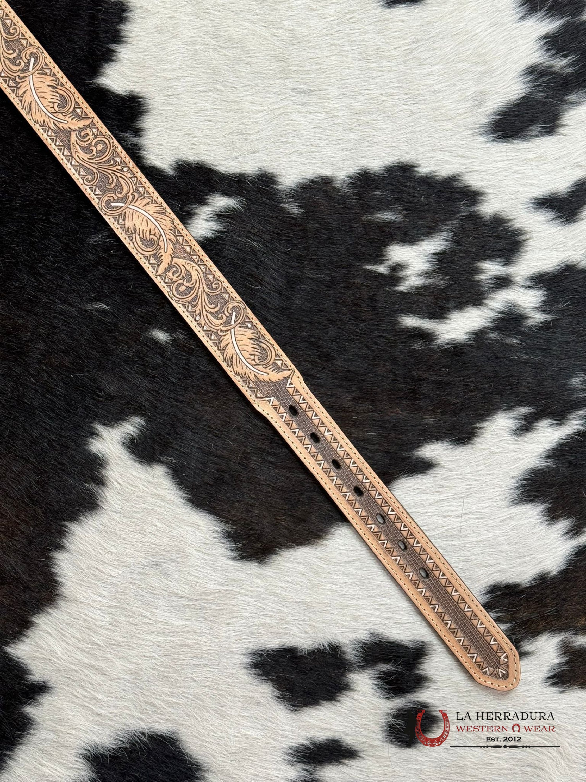 Cinturón Hooey Tooled Print Western Style Cinturones Hombres