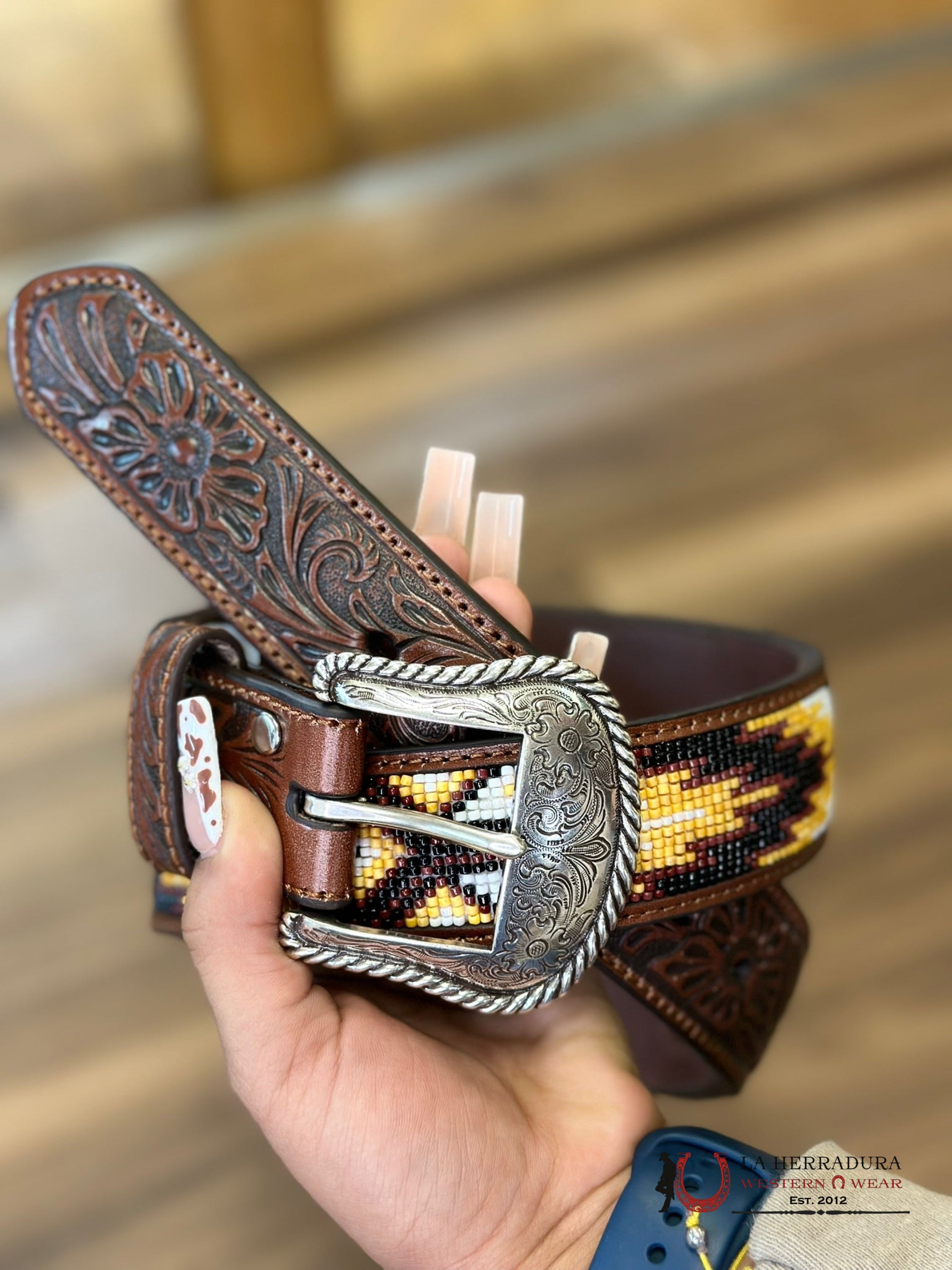 Cinturon Nocona Belt Co. Para Hombre Cincelado/Aztec Amarillo Cinturones Hombres