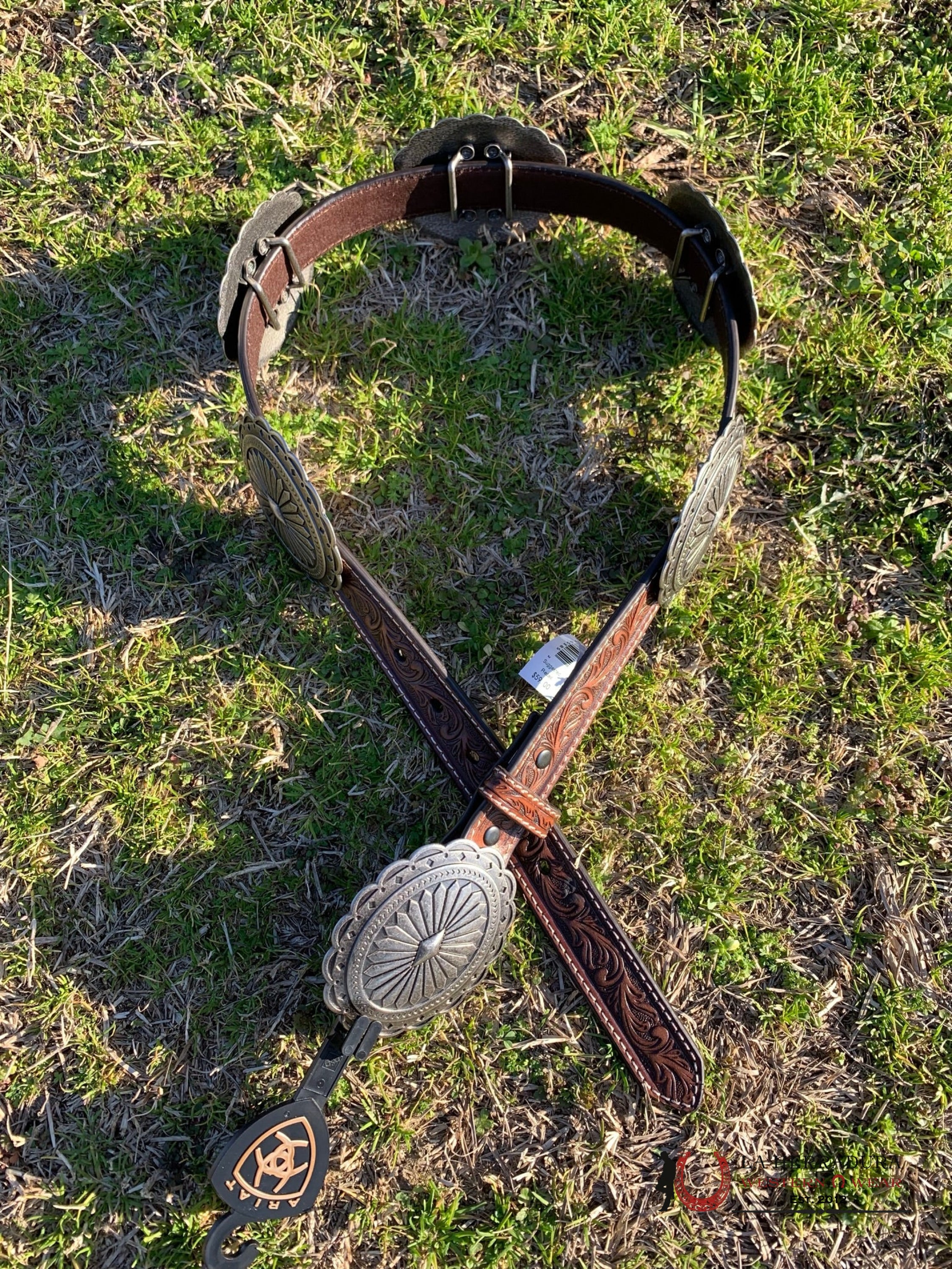 Cinturon Para Dama Ariat Corchos Plata Delgado 0508 Cinturones Mujeres