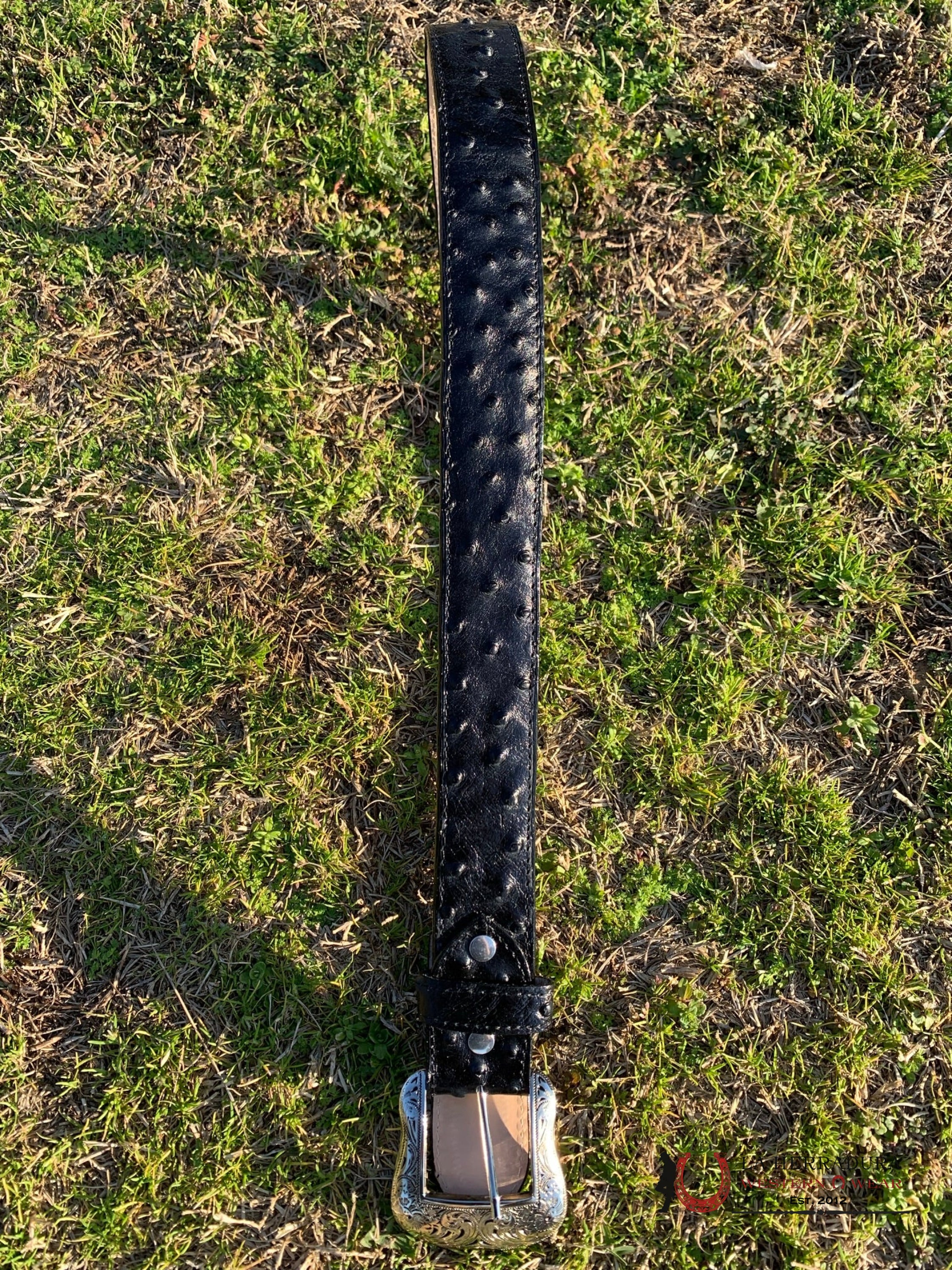 Cinturon Tanner Mark Para Hombre Avestruz Black Imit Cinturones Hombres