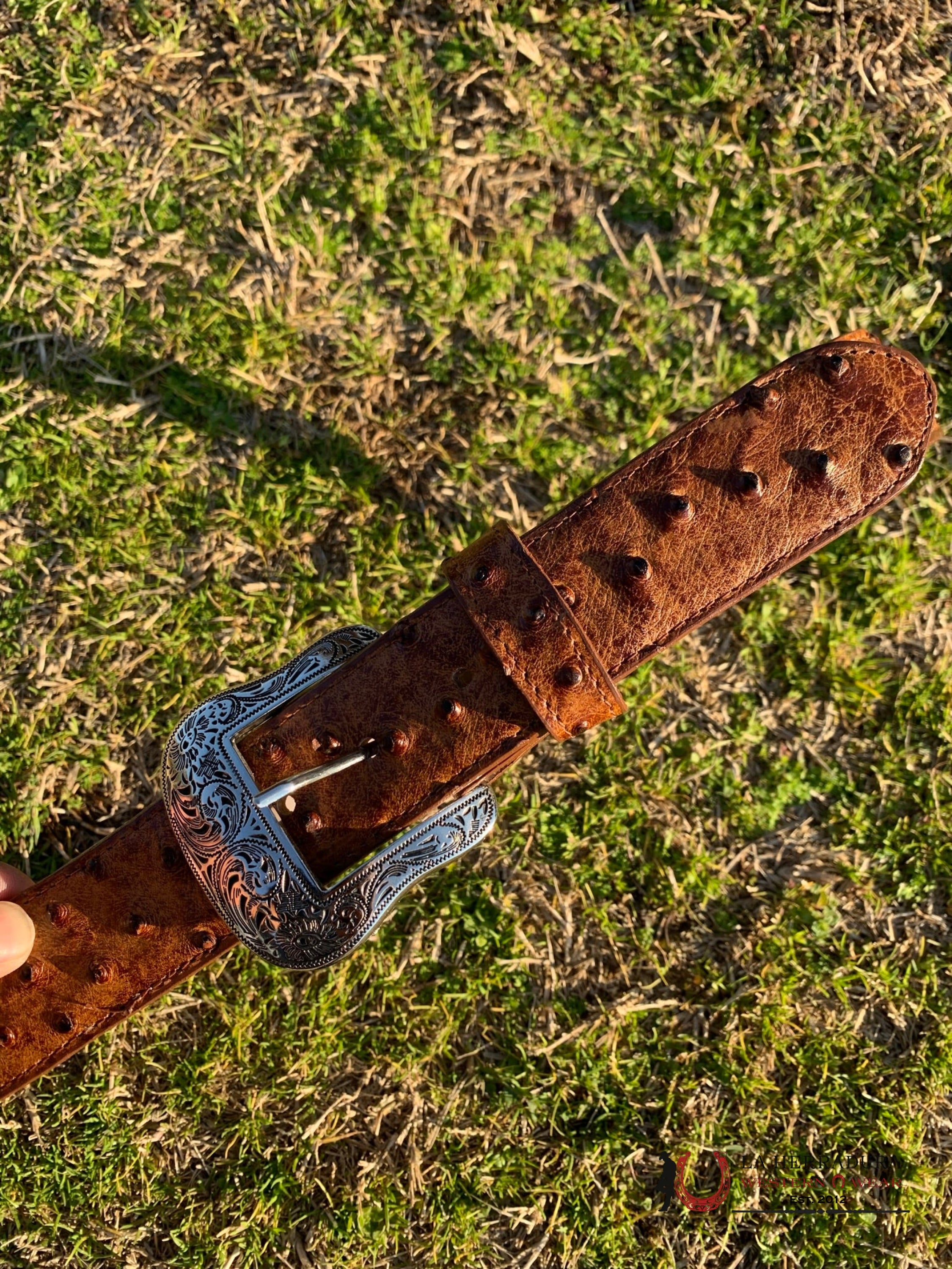 Cinturon Tanner Mark Para Hombre Avestruz Coñag Imit Cinturones Hombres