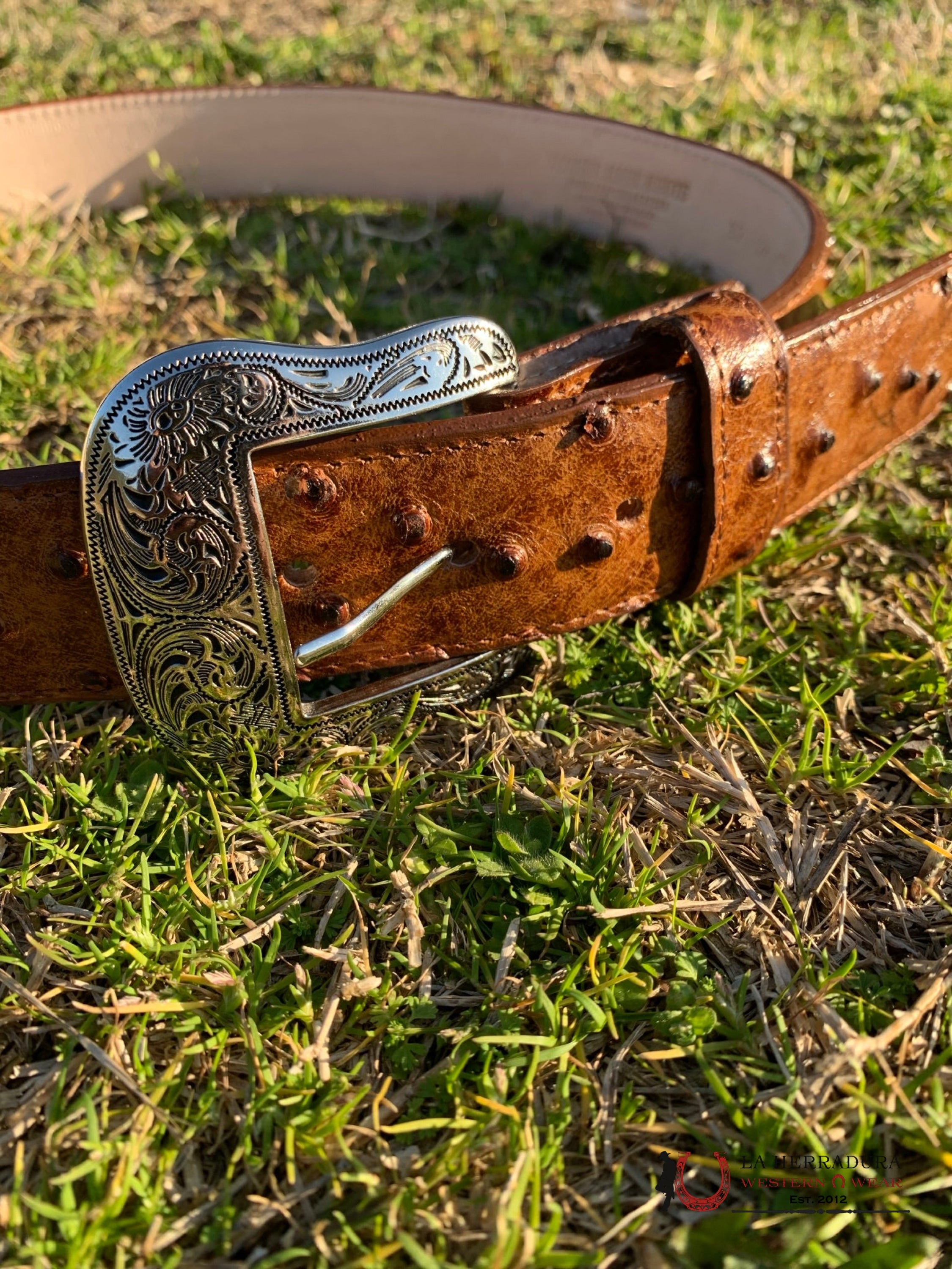 Cinturon Tanner Mark Para Hombre Avestruz Coñag Imit Cinturones Hombres