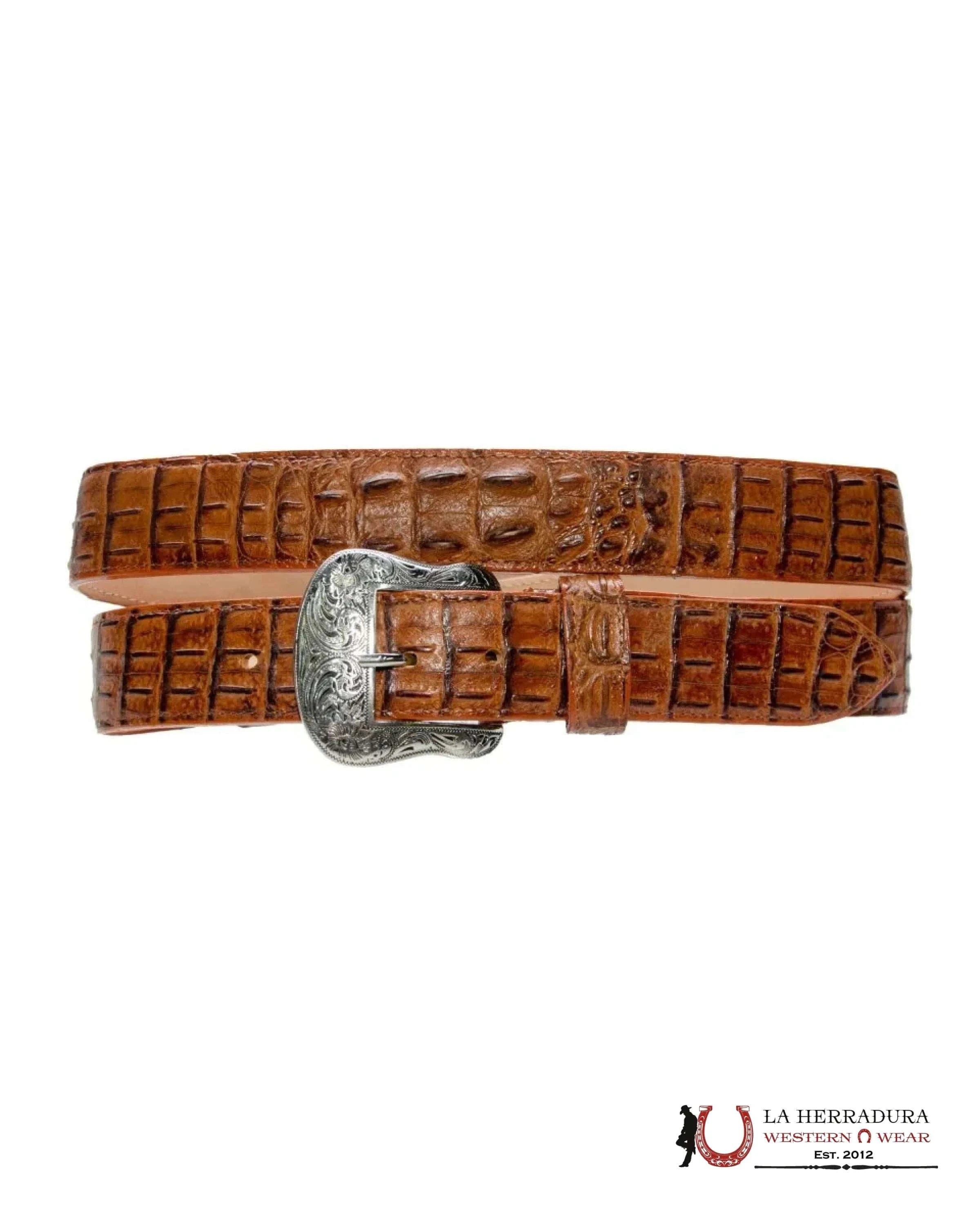 CINTURON TANNER MARK PARA HOMBRE COCODRILO COÑAC IMIT- TMB201700 CINTURONES HOMBRES