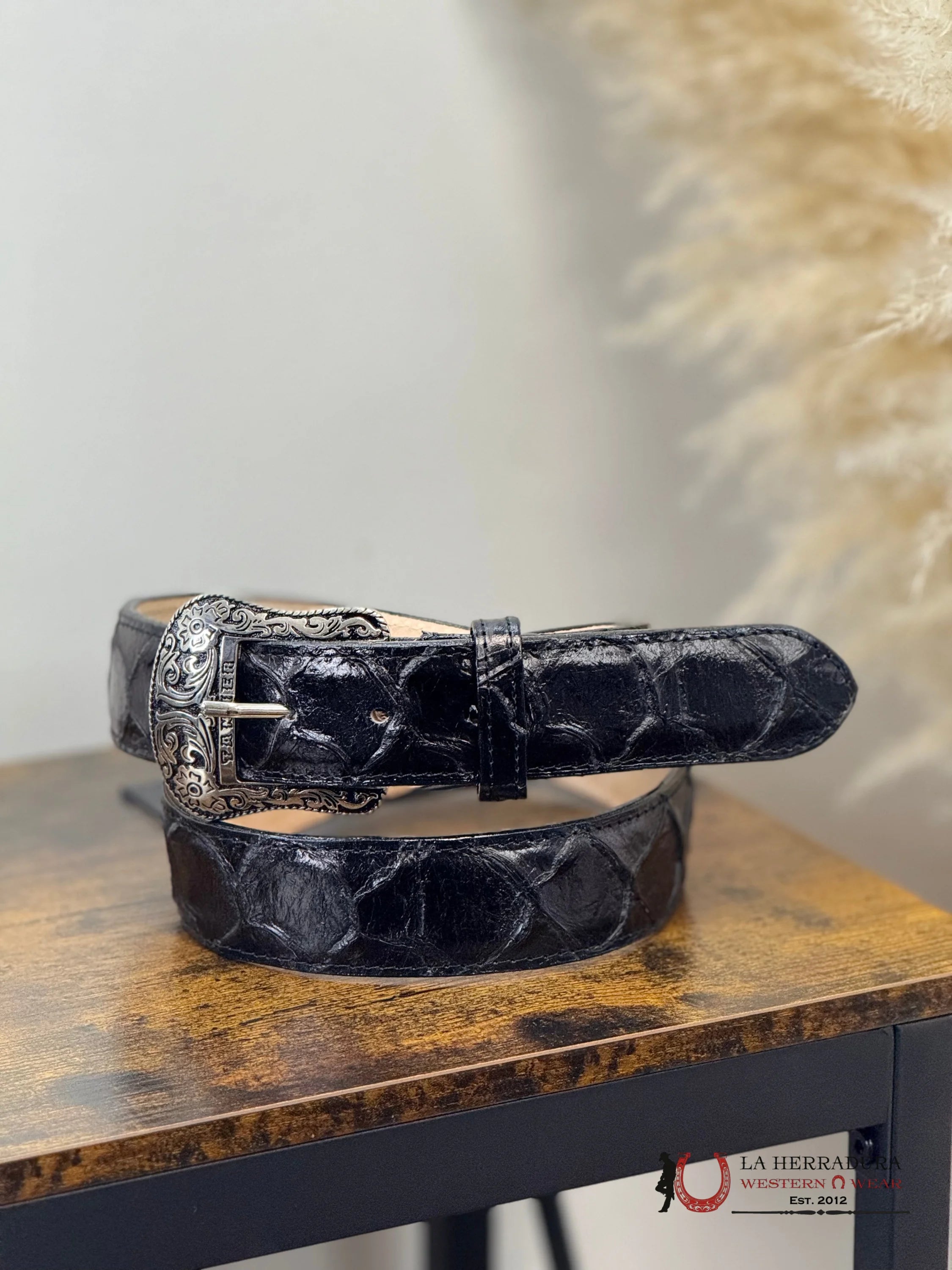 CINTURON TANNER MARK PARA HOMBRE PESCADO IMIT BLACK- TMB201717 CINTURONES HOMBRES