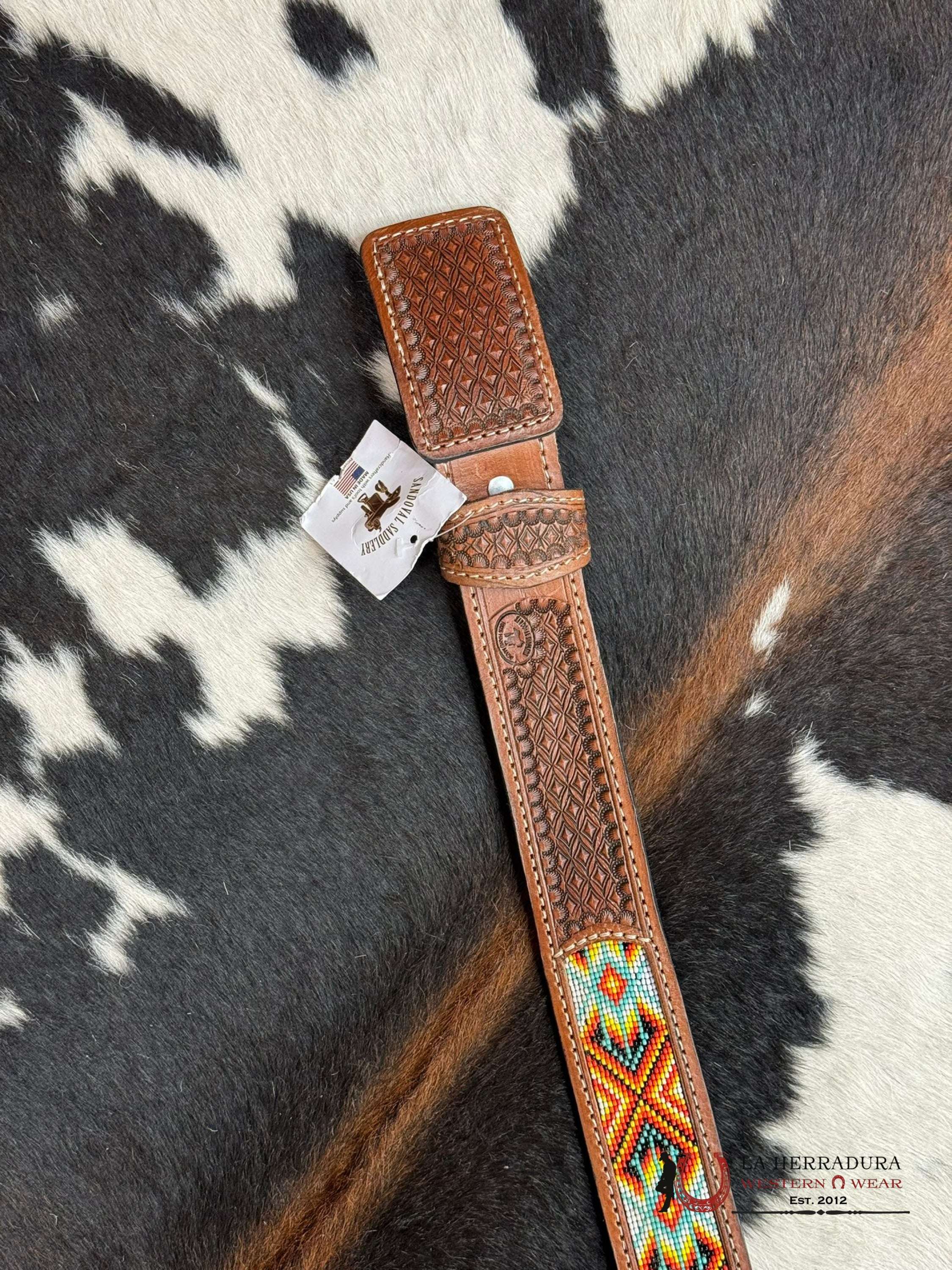 Cinturón Twists Detail Beaded Yellow Western Style Cinturones Hombres