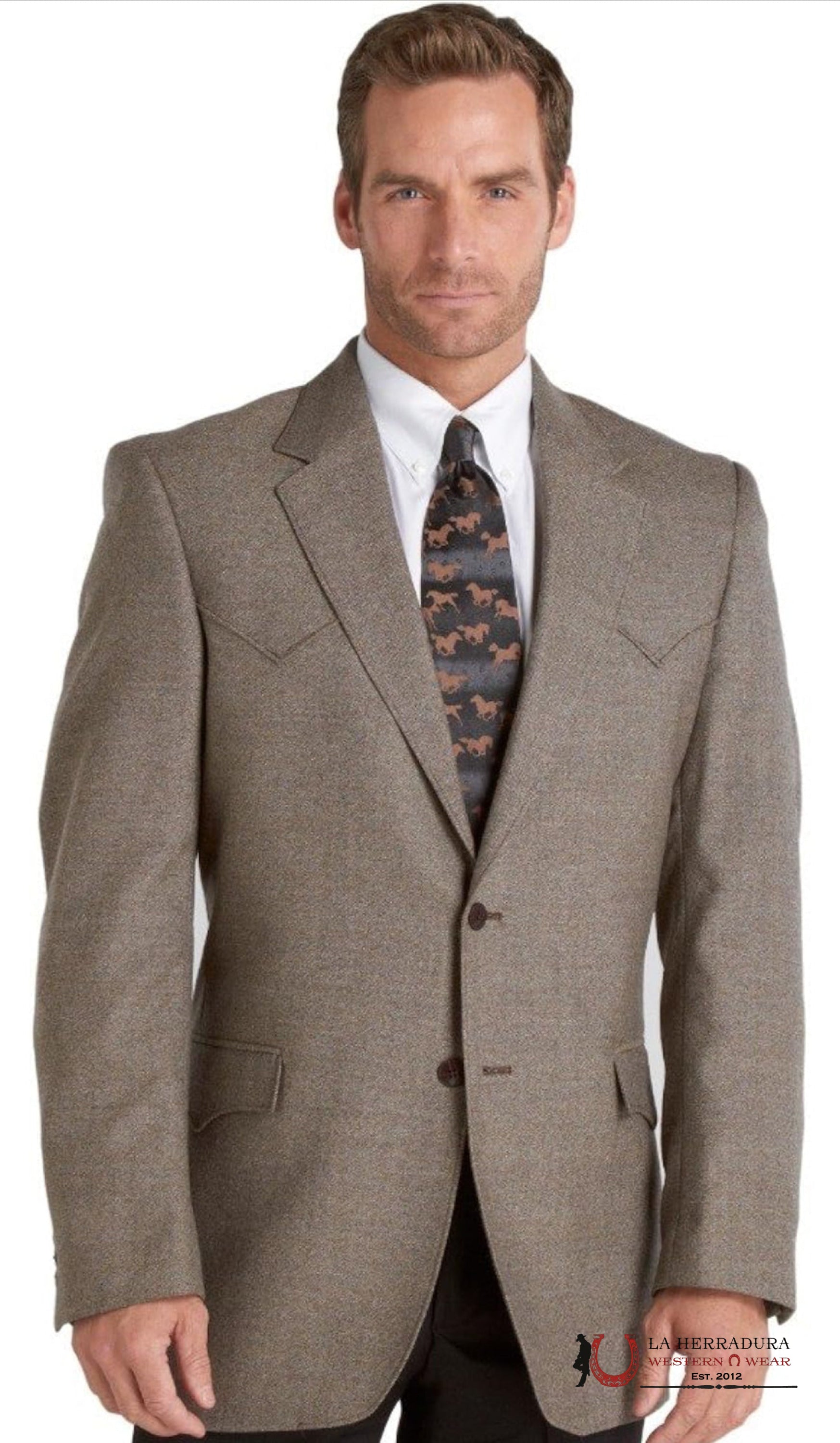 CIRCLE S BLAZER ORIGINAL TAN CARSON CITY W/ GREY FLORAL INSIDE ROPA HOMBRES