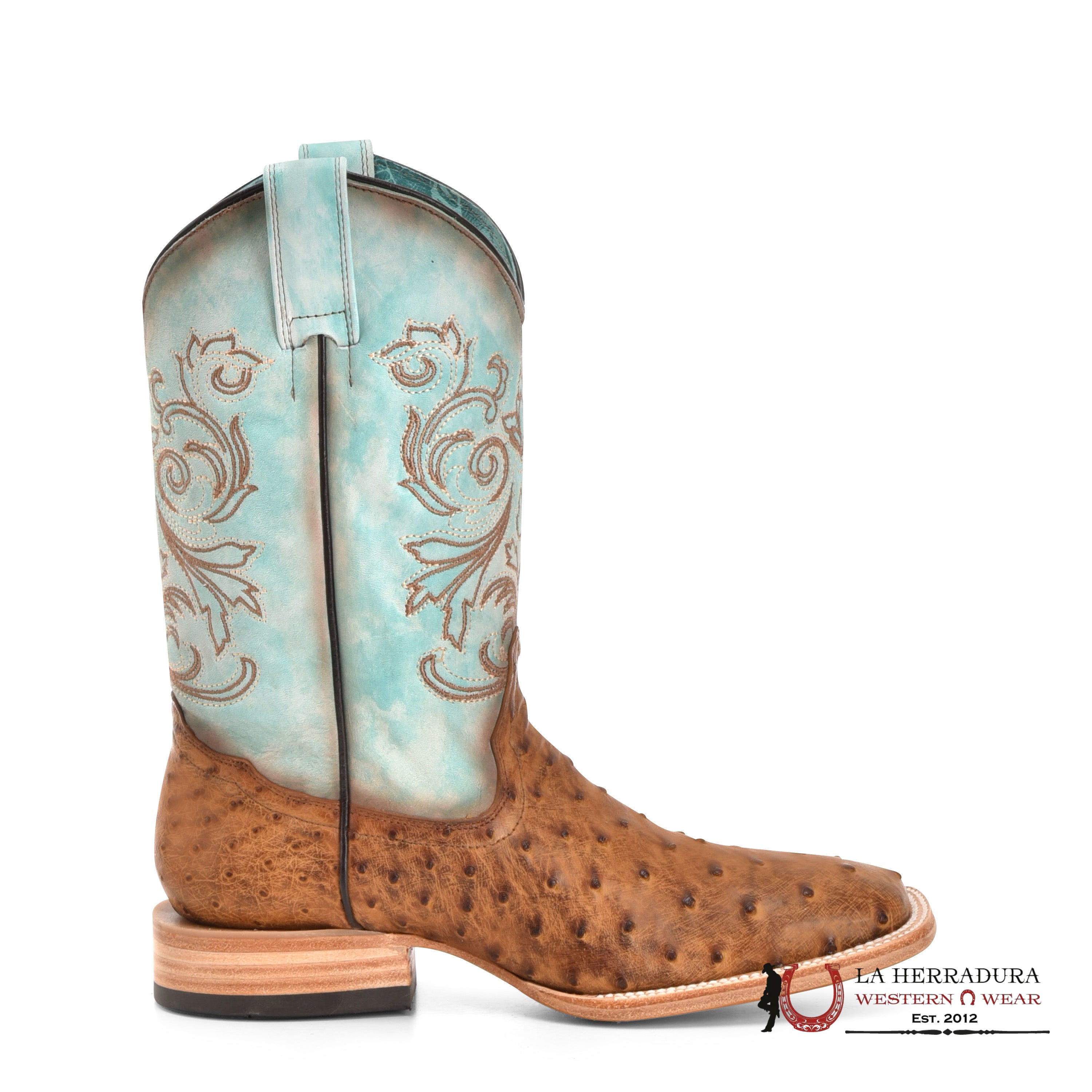 CORRAL HONEY DISTRESSED BLUE OSTRICH EMBROIDERY B5006 BOTAS MUJERES