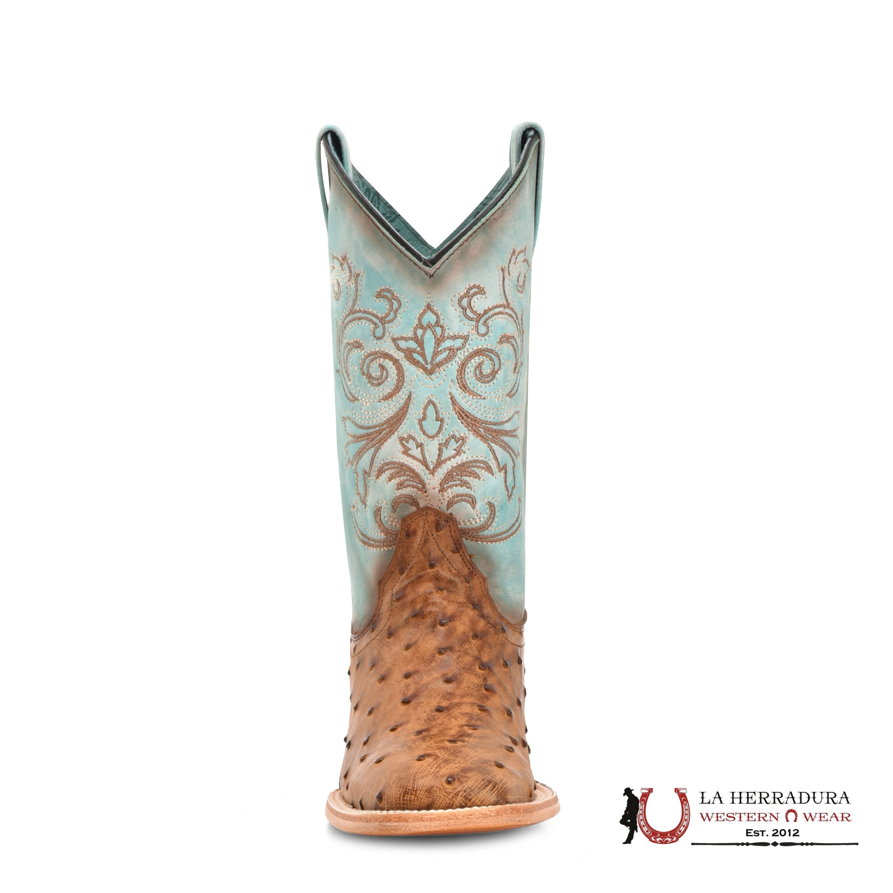 CORRAL HONEY DISTRESSED BLUE OSTRICH EMBROIDERY B5006 BOTAS MUJERES