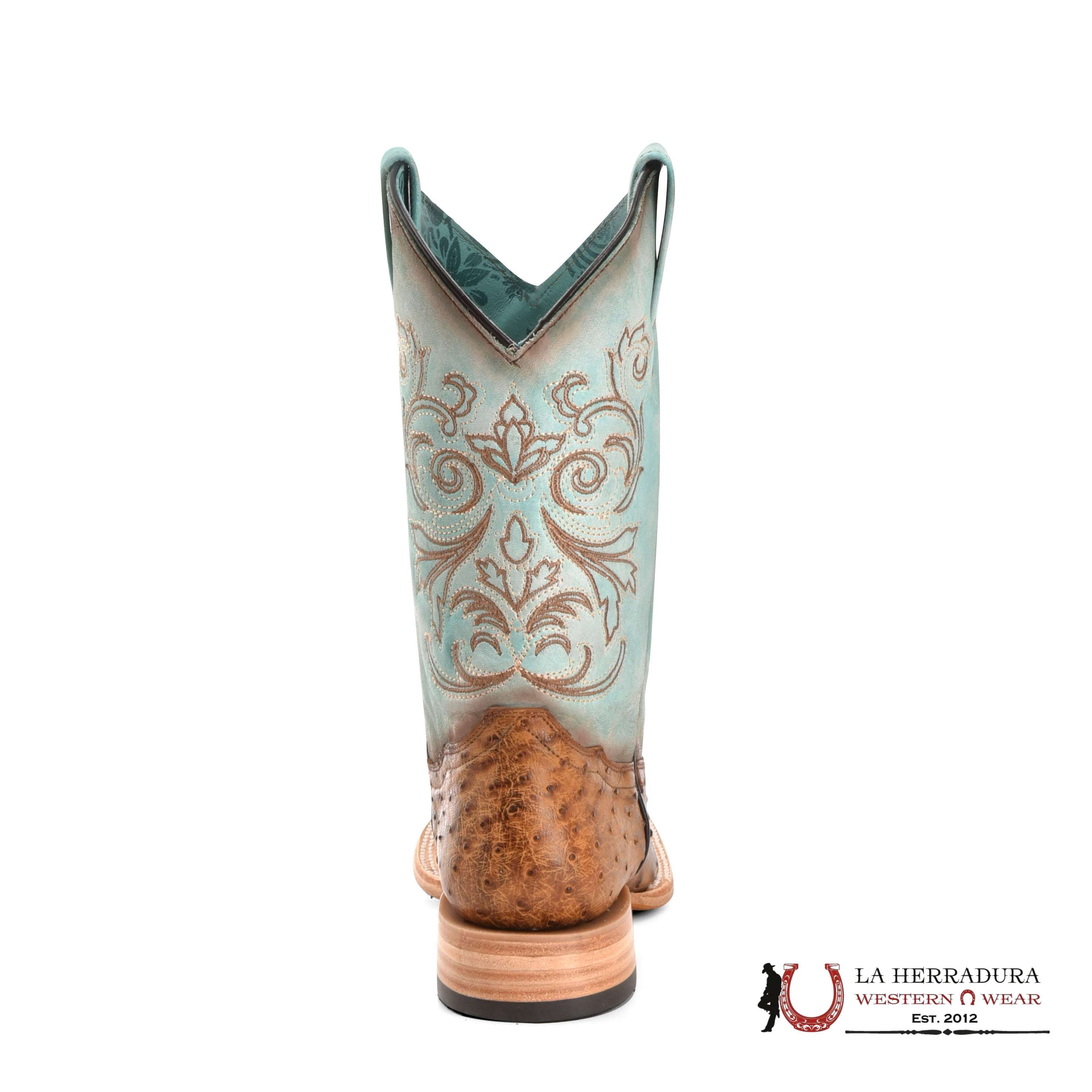 CORRAL HONEY DISTRESSED BLUE OSTRICH EMBROIDERY B5006 BOTAS MUJERES