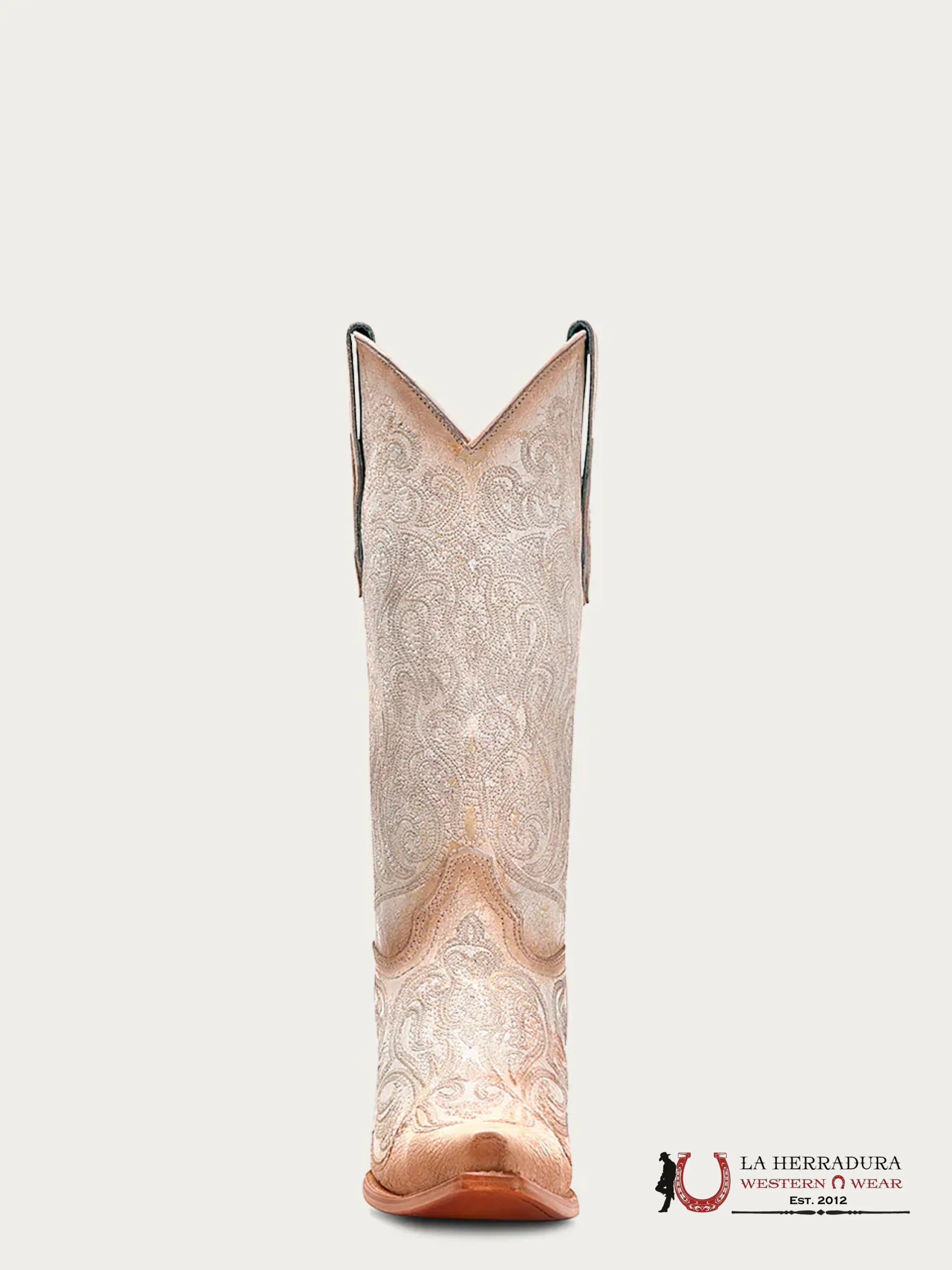 CORRAL LD CRACKLED WHITE-PINK LUMINESCENT EMBROIDERY -C4143 BOTAS MUJERES