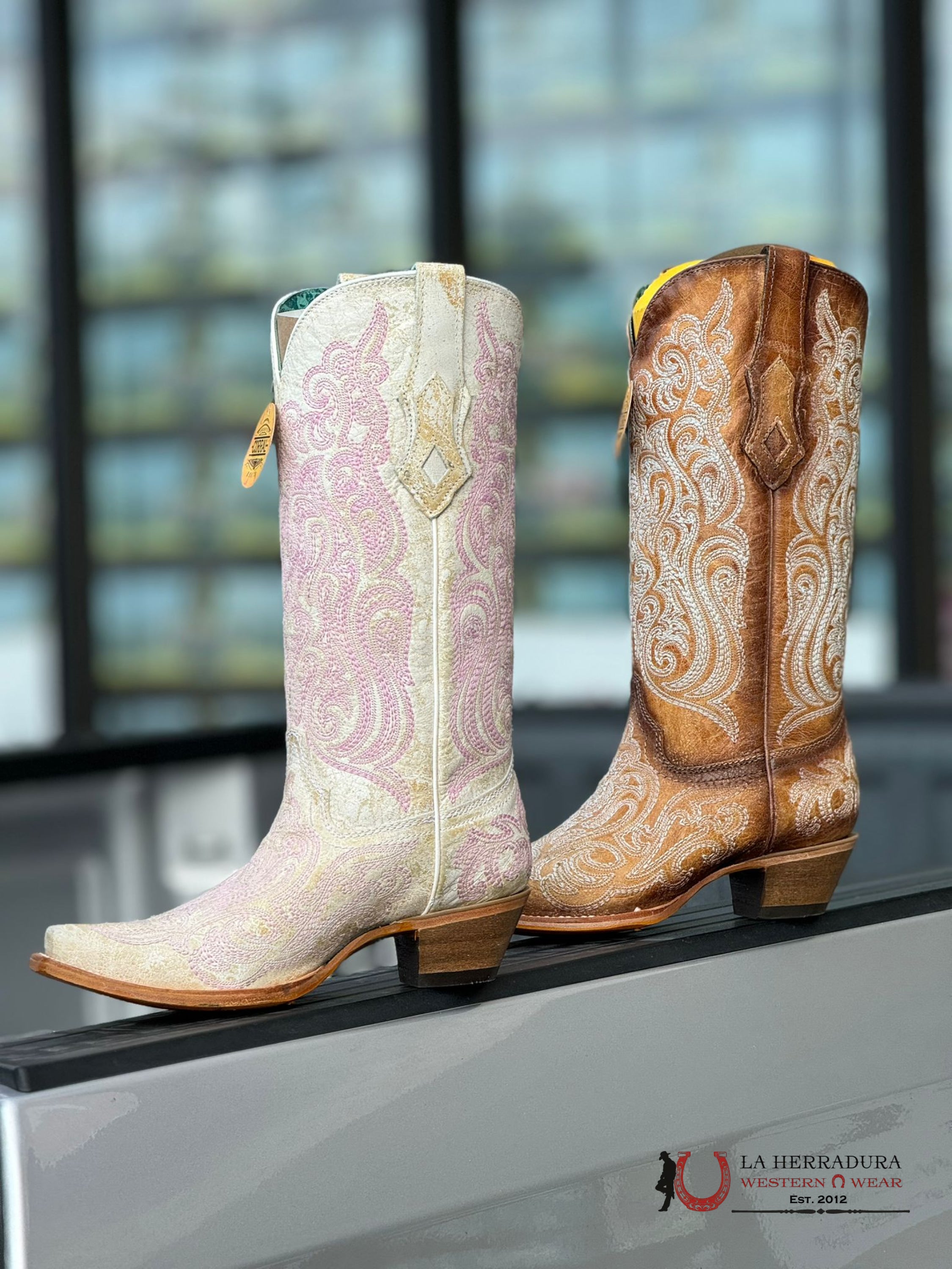 Corral Ld Crackled White Pink Luminescent Embroidered C4143 Botas Mujeres
