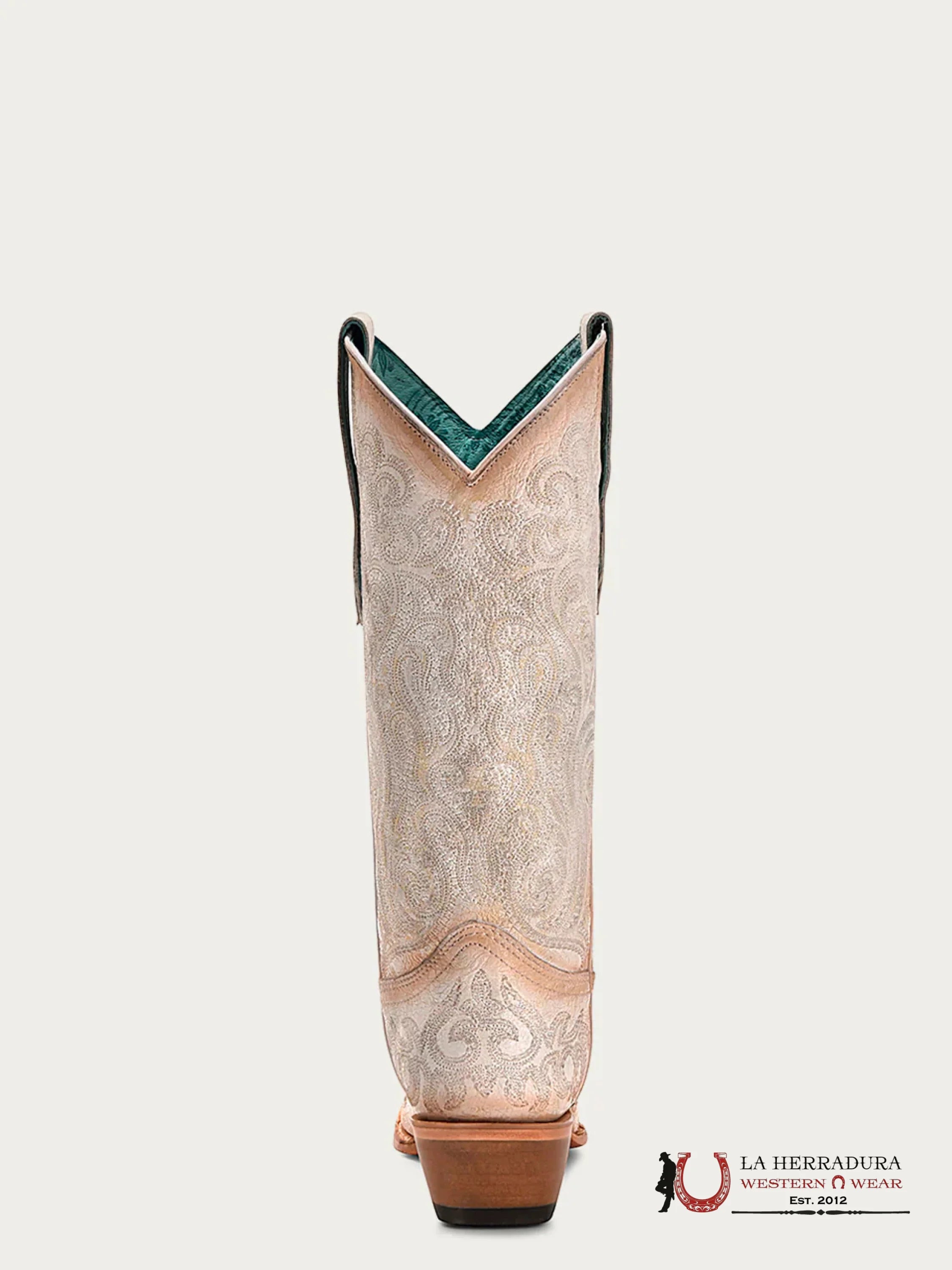 CORRAL LD CRACKLED WHITE-PINK LUMINESCENT EMBROIDERY -C4143 BOTAS MUJERES