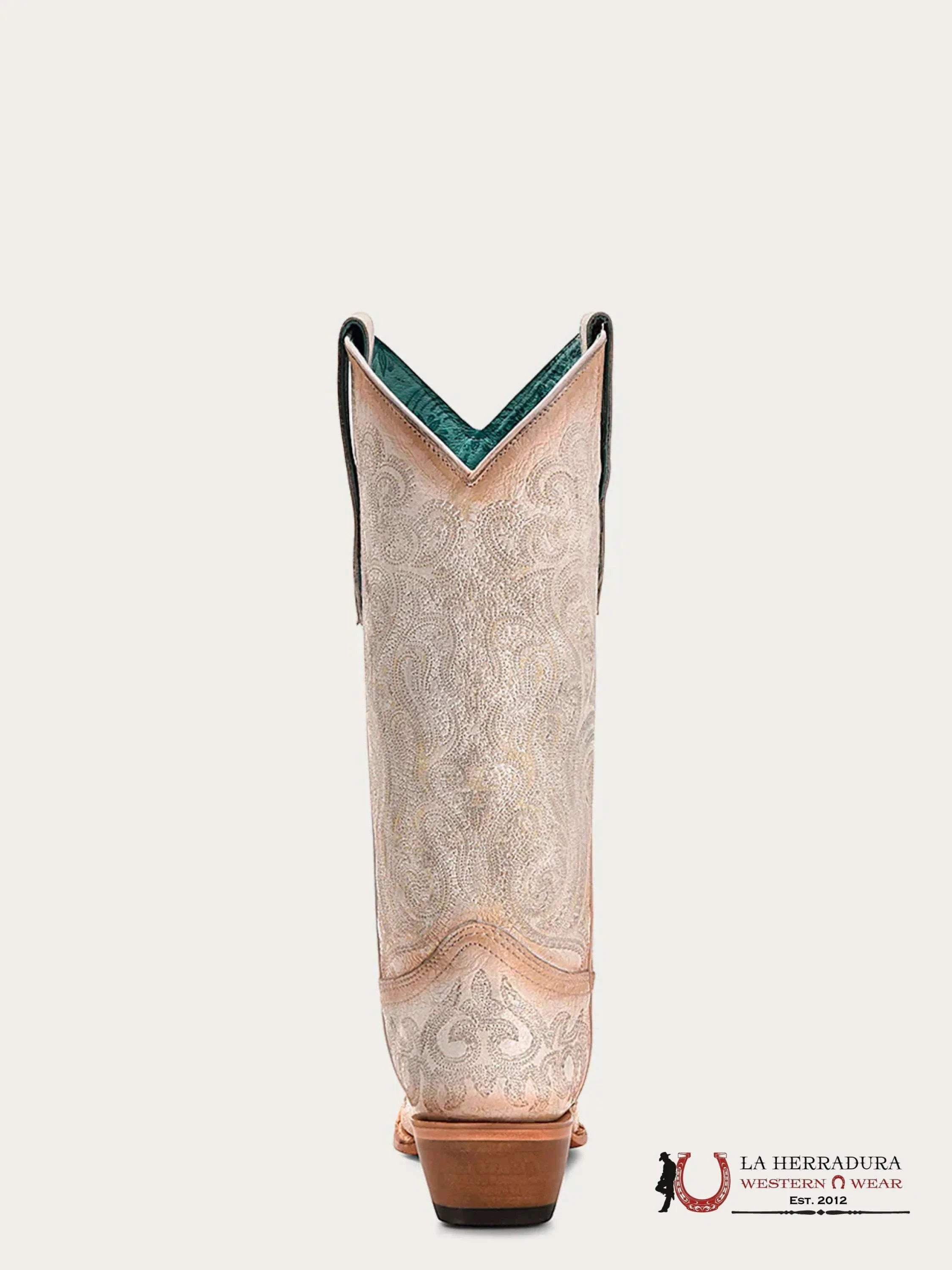 CORRAL LD CRACKLED WHITE-PINK LUMINESCENT EMBROIDERY -C4143 BOTAS MUJERES