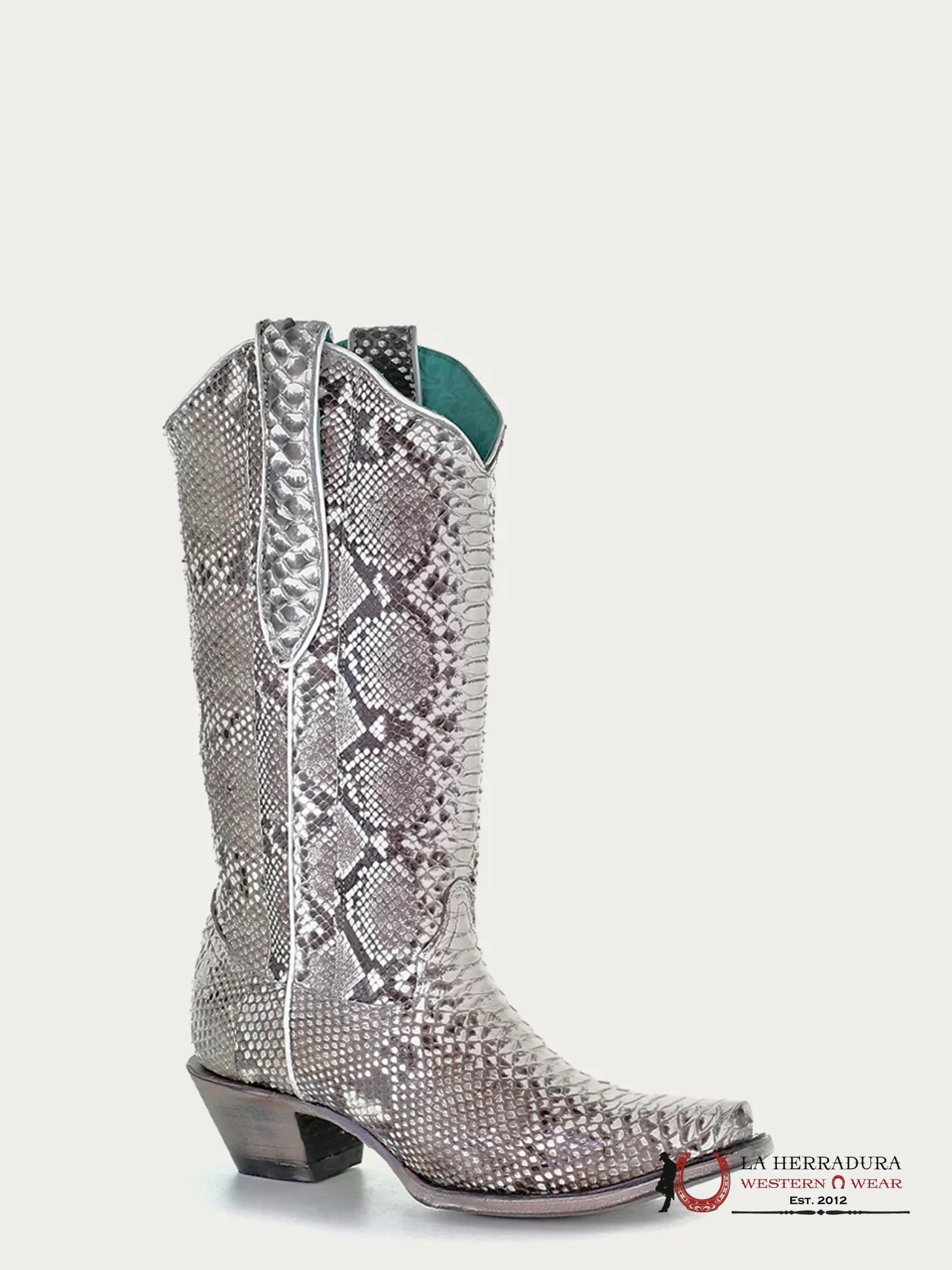CORRAL LD NATURAL PYTHON POINT TOE-A3798 BOTAS MUJERES