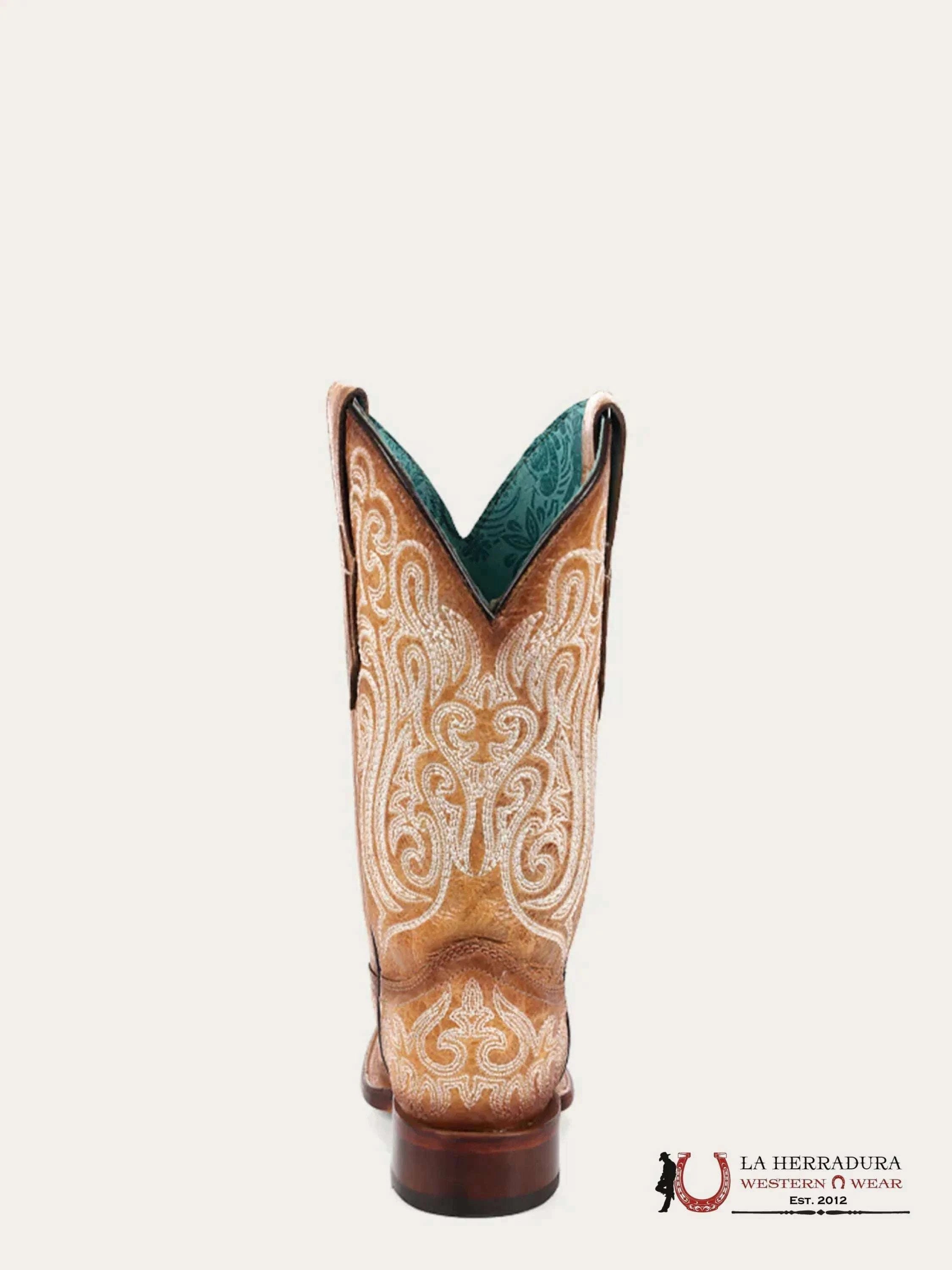 CORRAL LD STRAW-BLUE LUMINESCENT EMBROIDERY SQ. TOE -A4580 BOTAS MUJERES